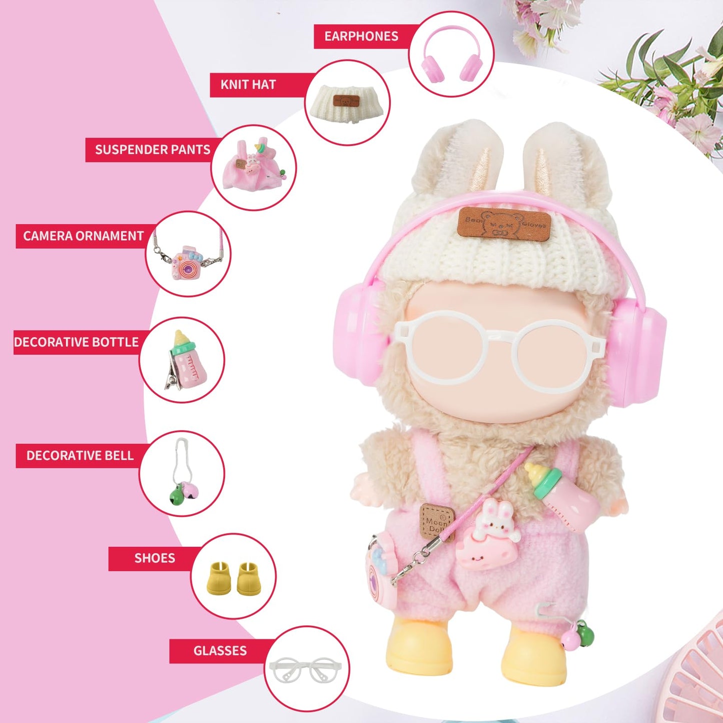 Yrlisfon 8-Piece Doll Clothes Set for 17cm Dolls – Pink Outfit Accessories