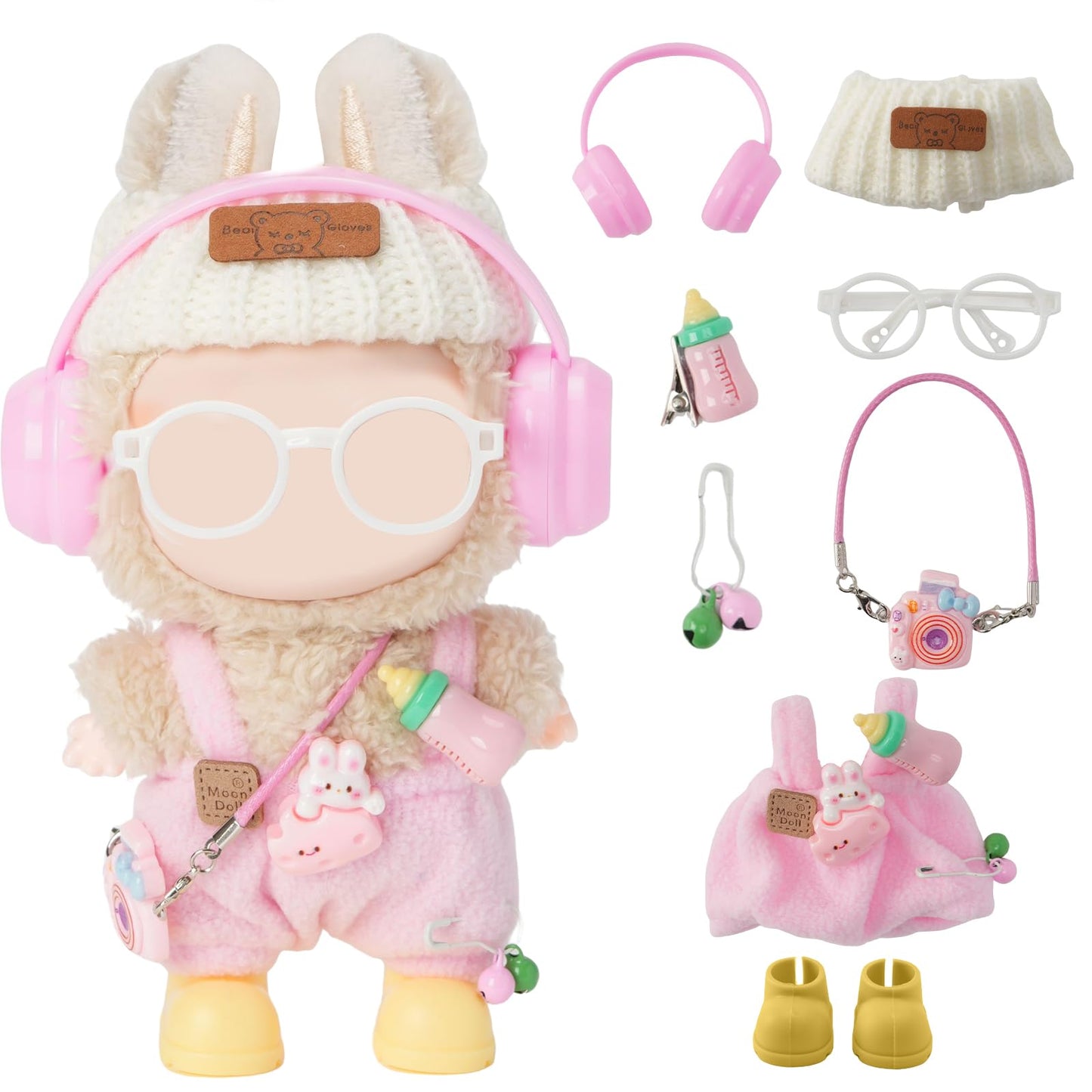 Yrlisfon 8-Piece Doll Clothes Set for 17cm Dolls – Pink Outfit Accessories