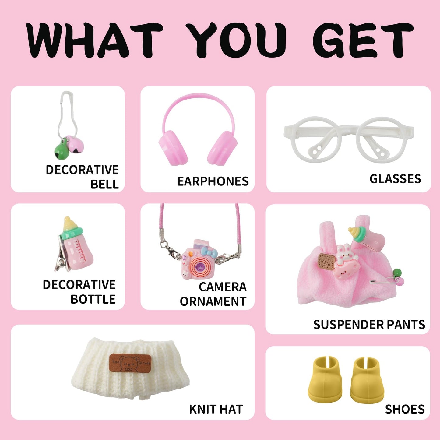 Yrlisfon 8-Piece Doll Clothes Set for 17cm Dolls – Pink Outfit Accessories