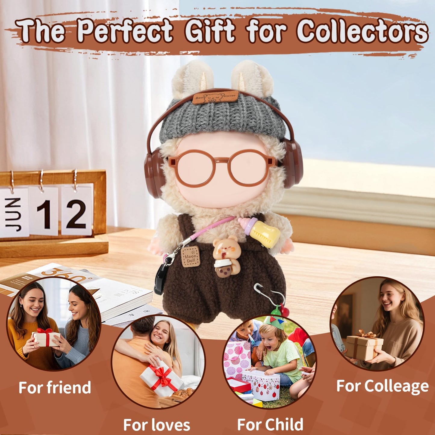 Yrlisfon 8-Piece Doll Clothes Set for 17 cm Dolls – Brown, Cute Outfit Accessories