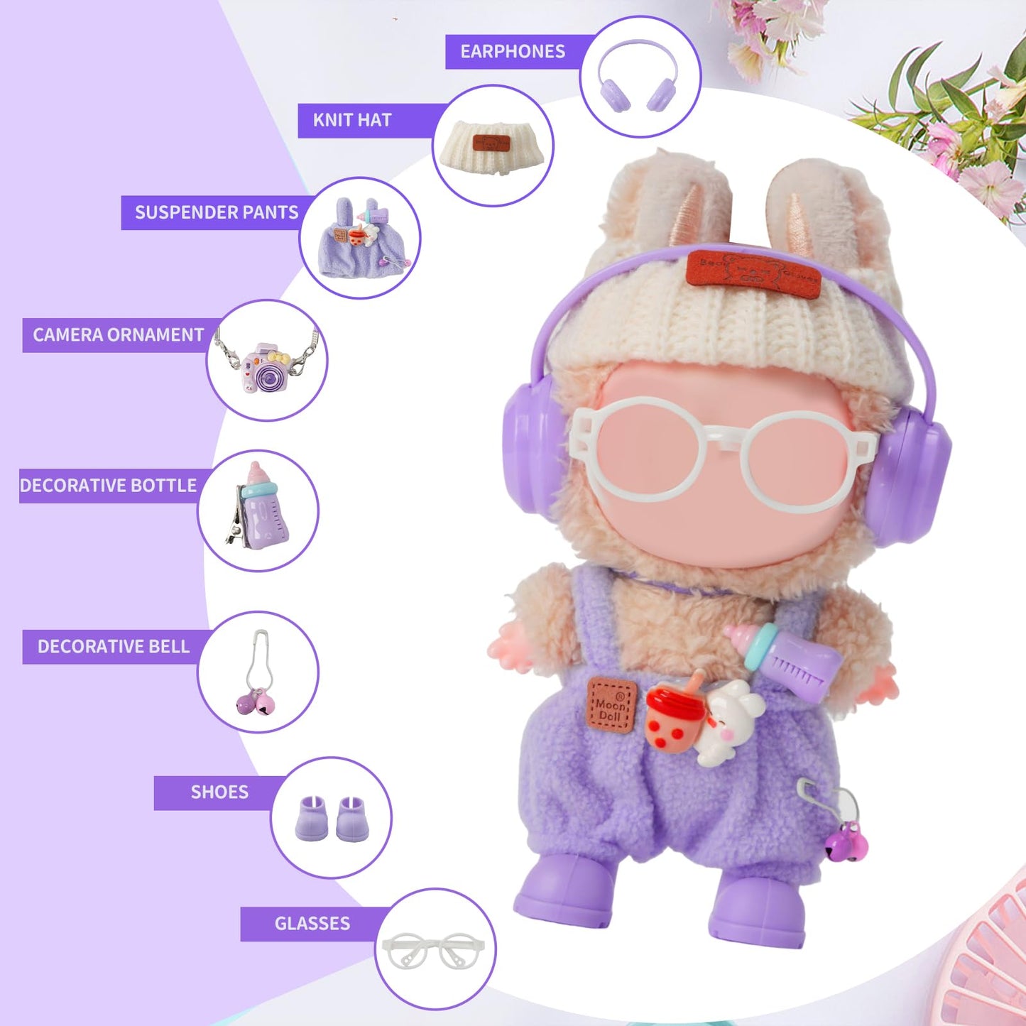 Yrlisfon 8-Piece Doll Clothes Set for 17cm Dolls – Purple Outfit Accessories