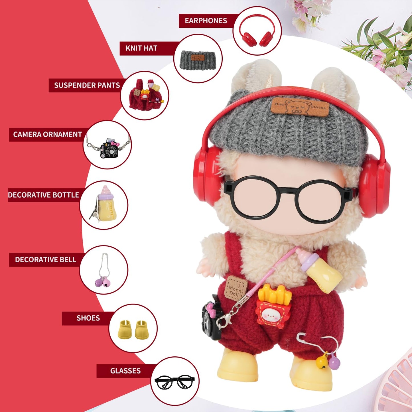 Yrlisfon 8-Piece Doll Clothes Set for 17 cm Dolls – Red Outfit Accessories