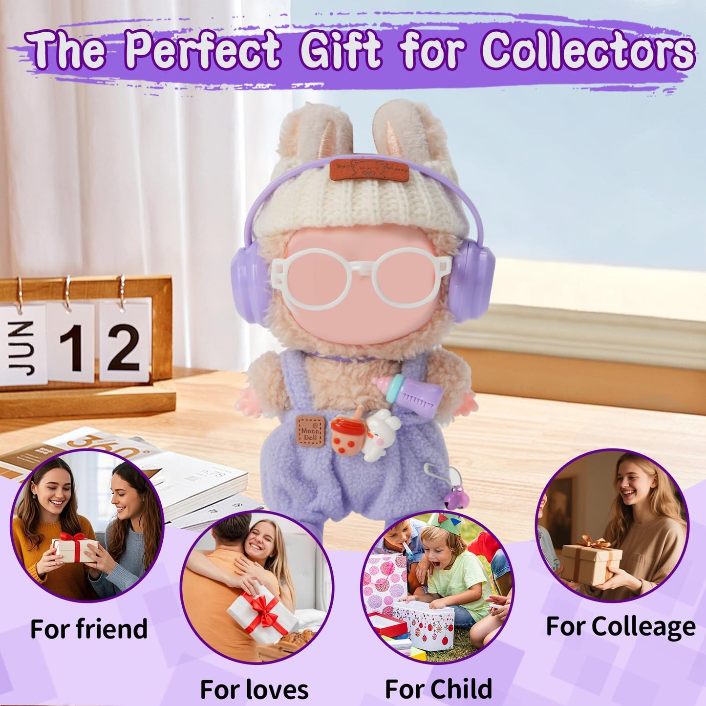 Yrlisfon 8-Piece Doll Clothes Set for 17cm Dolls – Purple Outfit Accessories