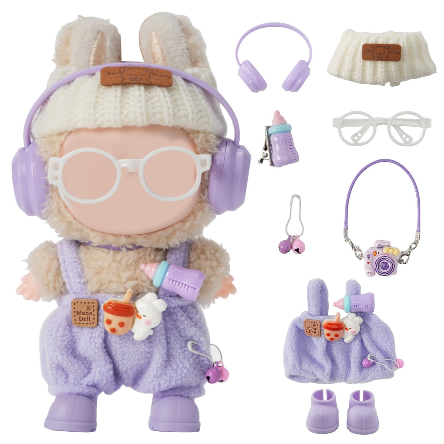 Yrlisfon 8-Piece Doll Clothes Set for 17cm Dolls – Purple Outfit Accessories