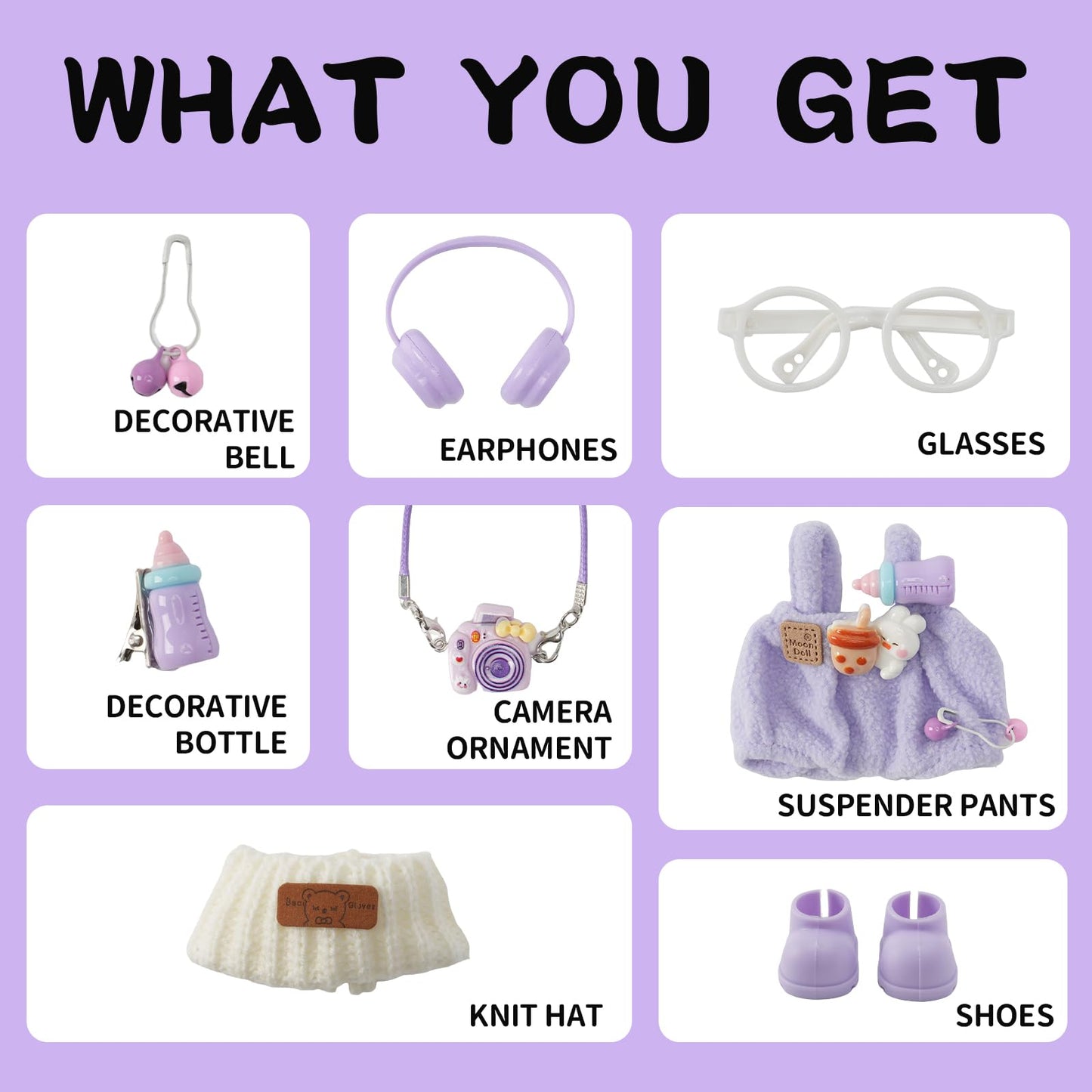 Yrlisfon 8-Piece Doll Clothes Set for 17cm Dolls – Purple Outfit Accessories
