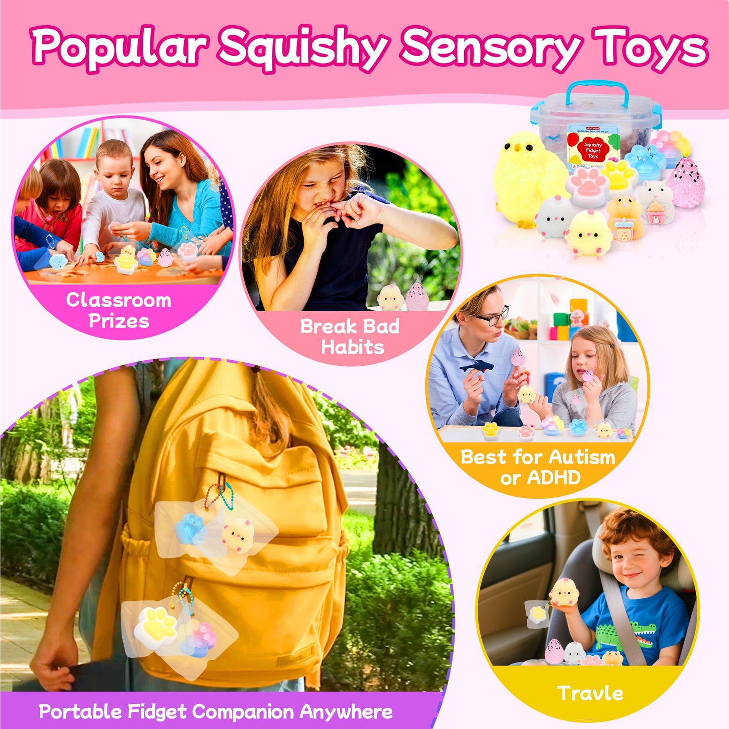 YRSDQueenA 10 Pack Taba Squishies – Toy Box, Stickers & Kawaii Fidget Toys for Kids