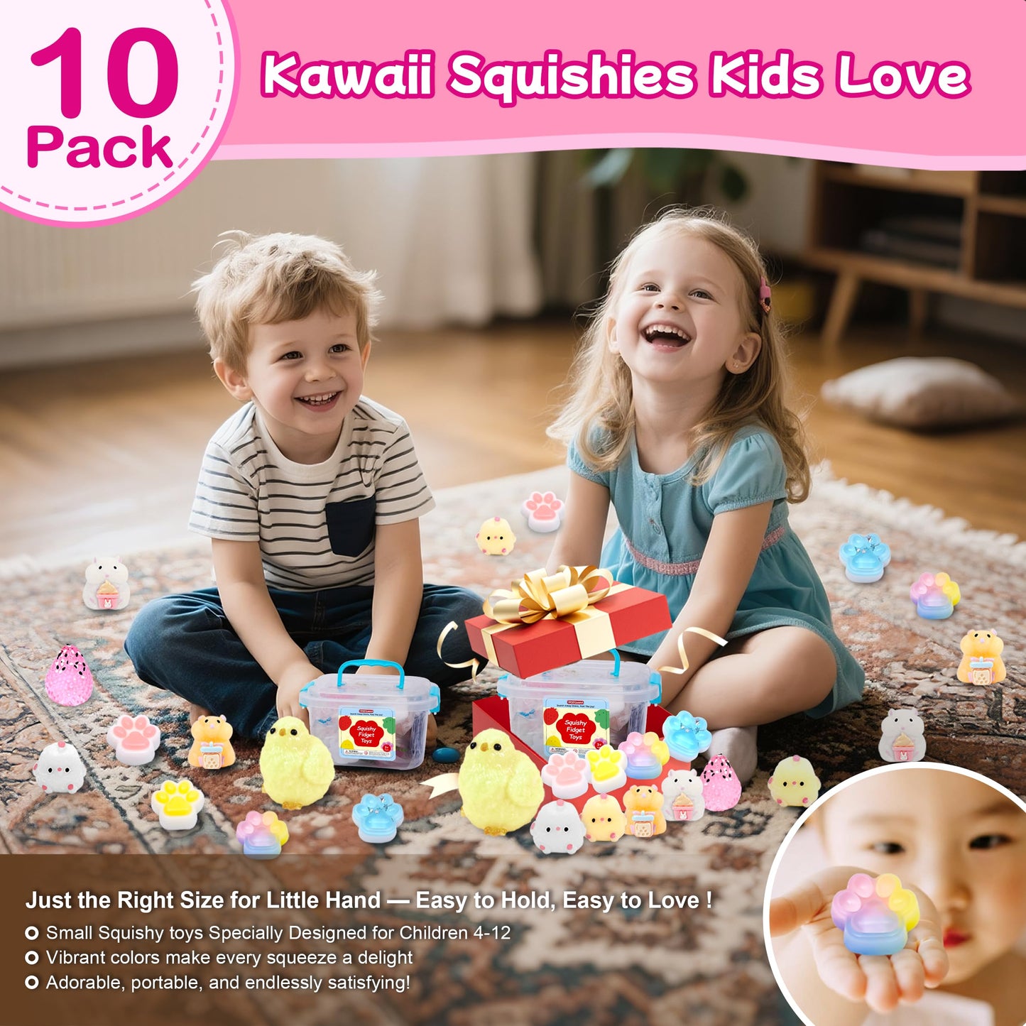 YRSDQueenA 10 Pack Taba Squishies – Toy Box, Stickers & Kawaii Fidget Toys for Kids