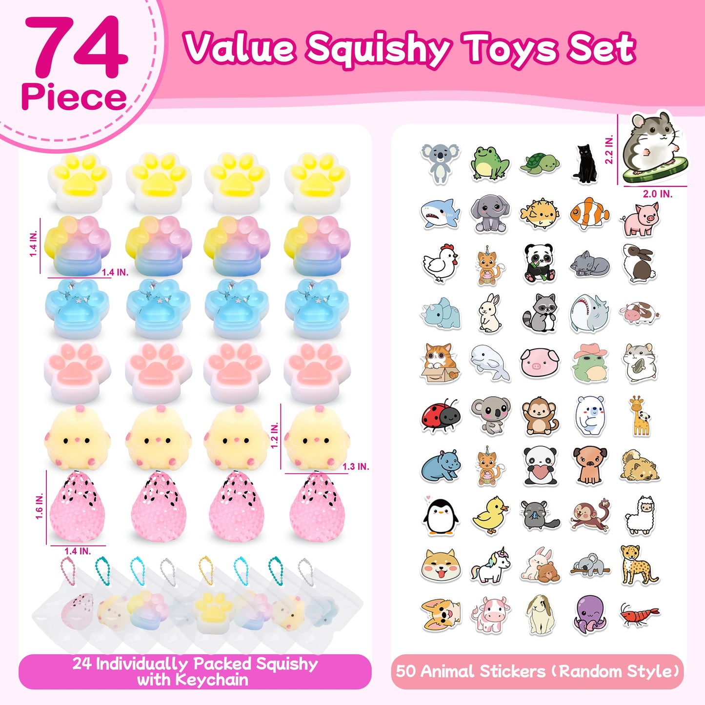 YRSDQueenA Taba Squishy Pack – 24 Cute Squishies + 50 Stickers