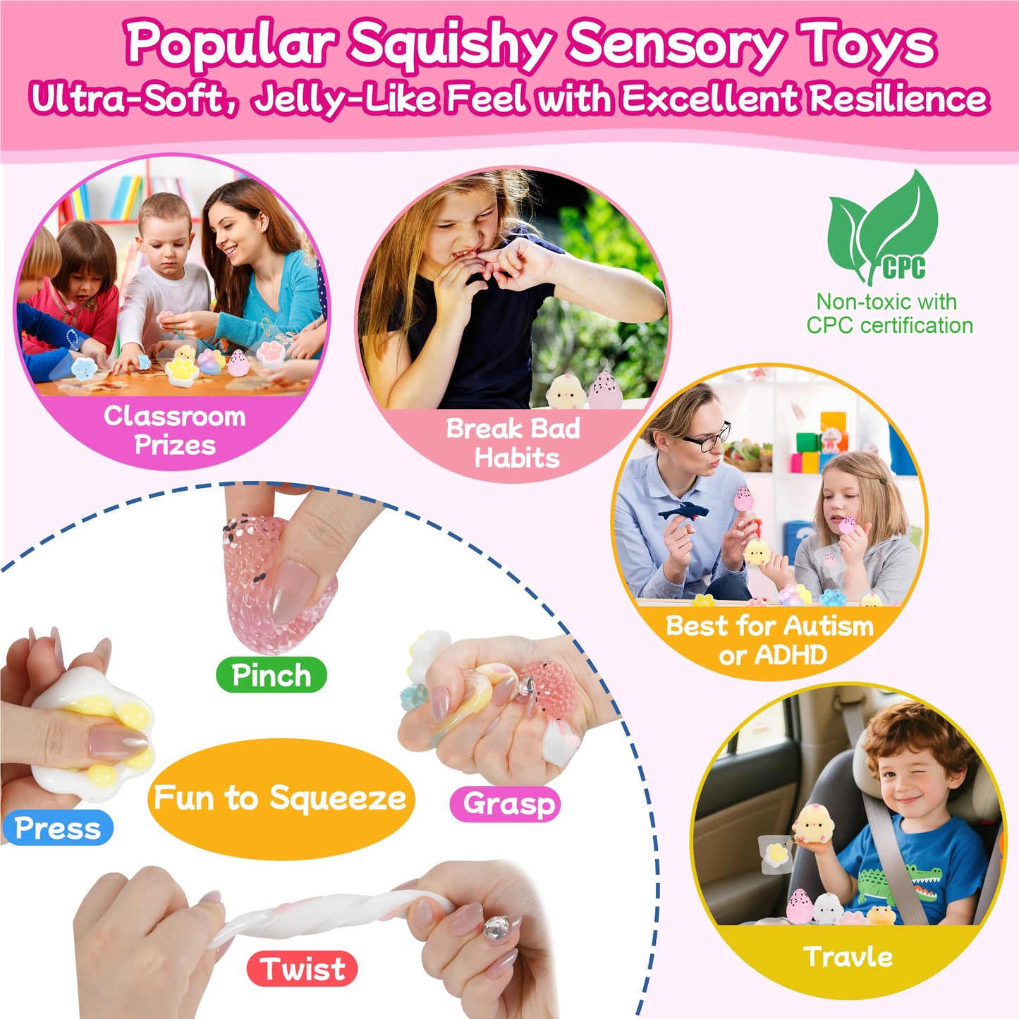 YRSDQueenA Taba Squishy Pack – 24 Cute Squishies + 50 Stickers