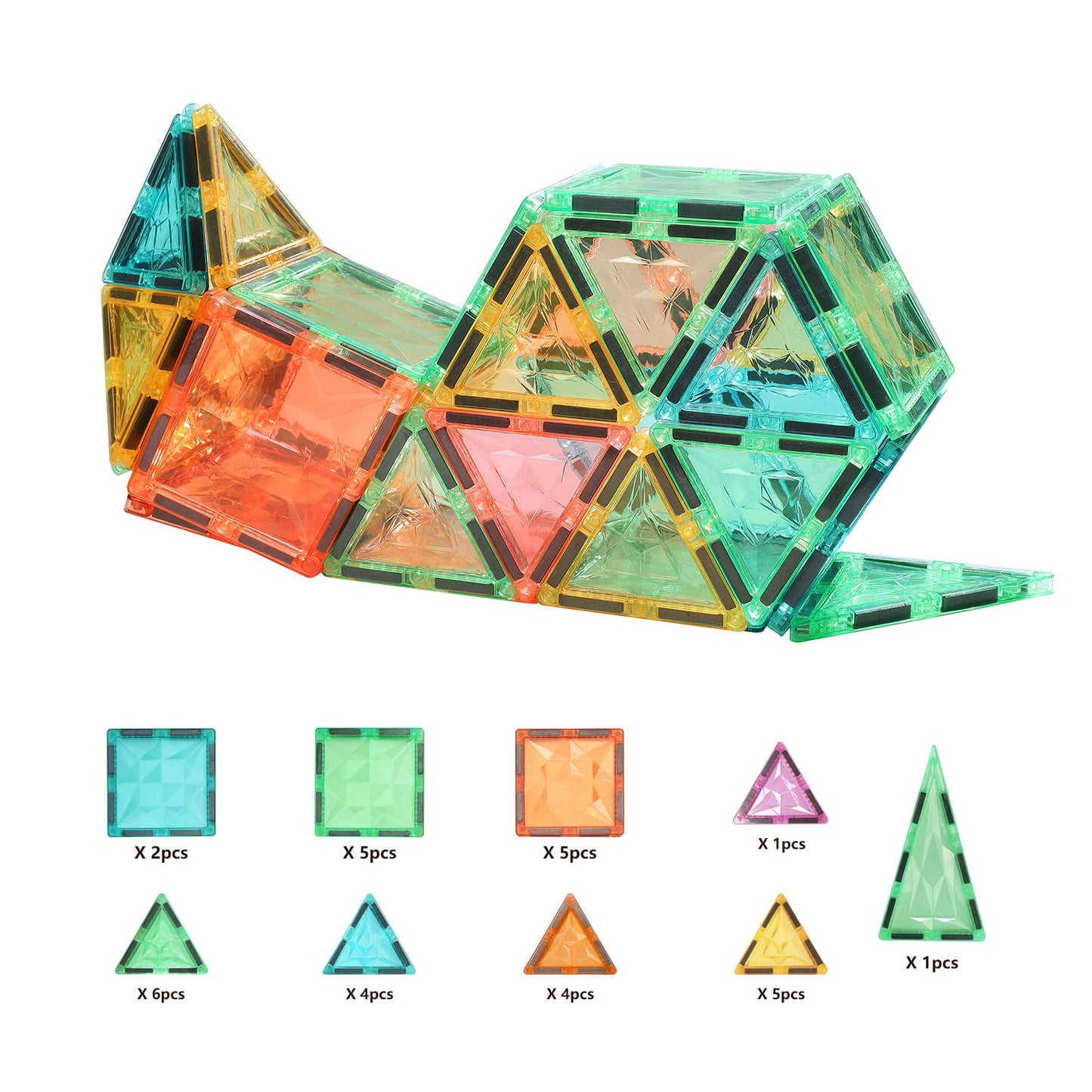 YRZtiles Magnetic Tiles 100-Piece Set — STEM Building Blocks for Kids 3+