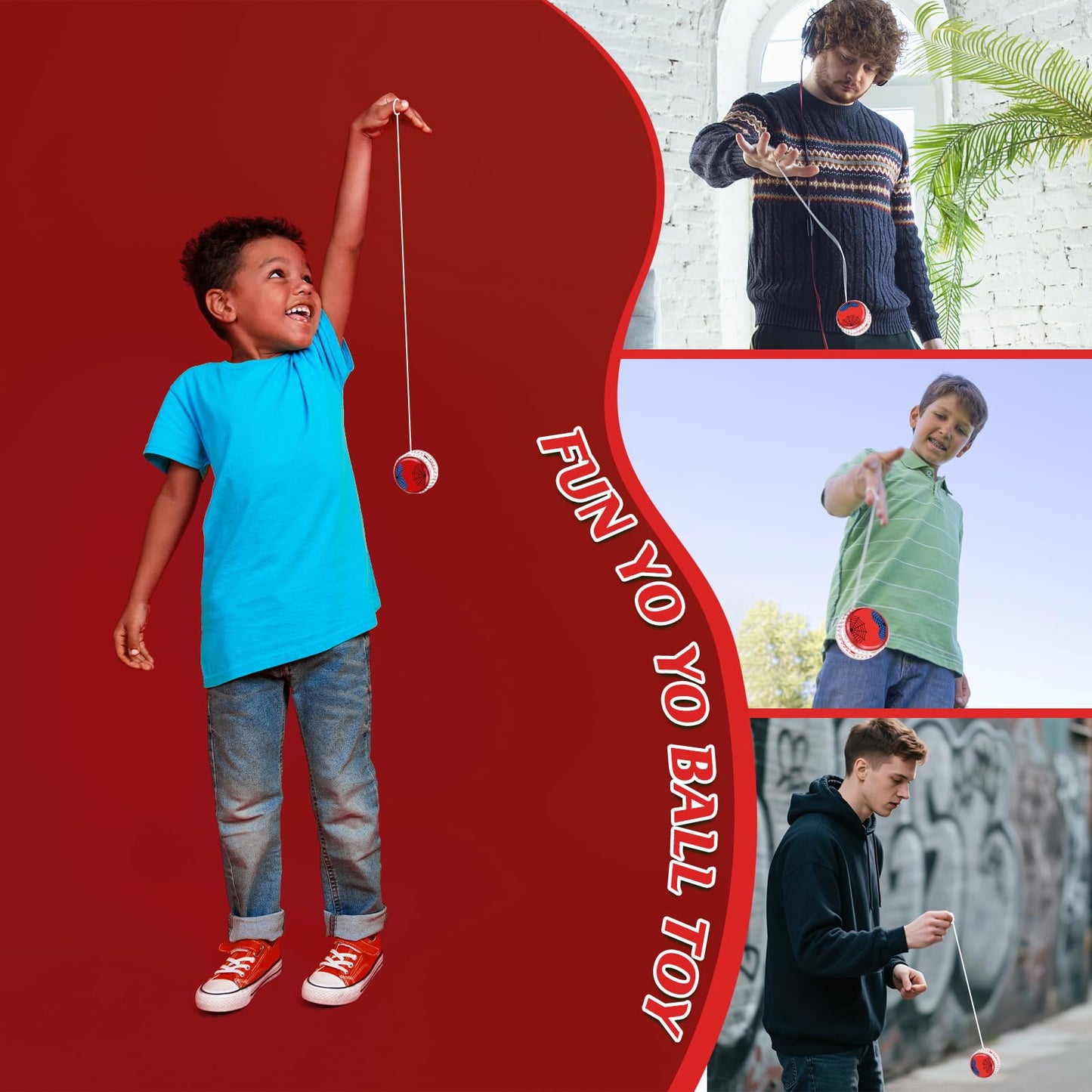 YSBJKWCF 24-Pack Spider-Themed LED Yo-Yo Balls – Glow Toys, Back-to-School Prizes & Party Favors