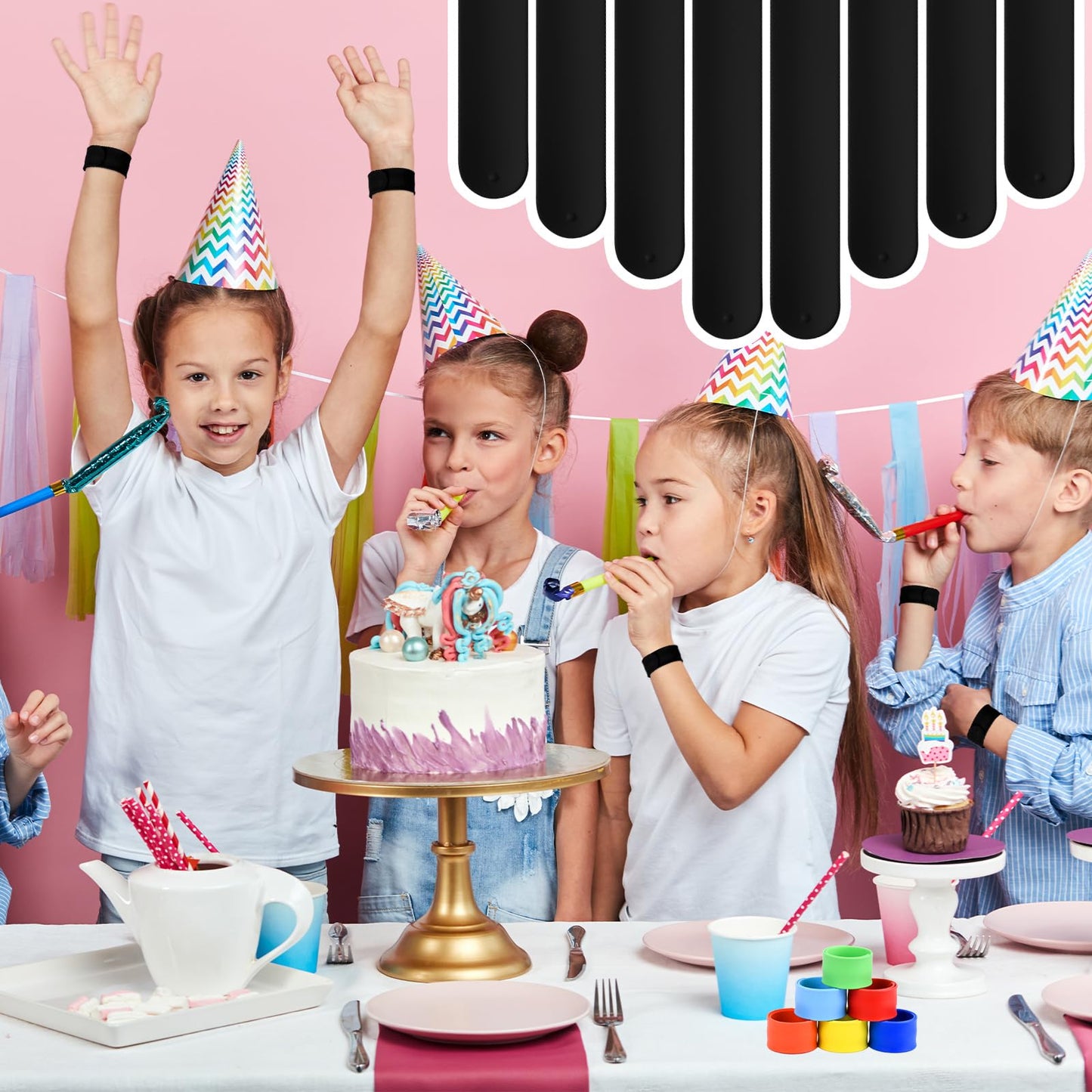 YSBJKWCF 20Pcs Silicone Slap Bracelets for Kids – Bulk DIY Craft & Party Favors (Black)