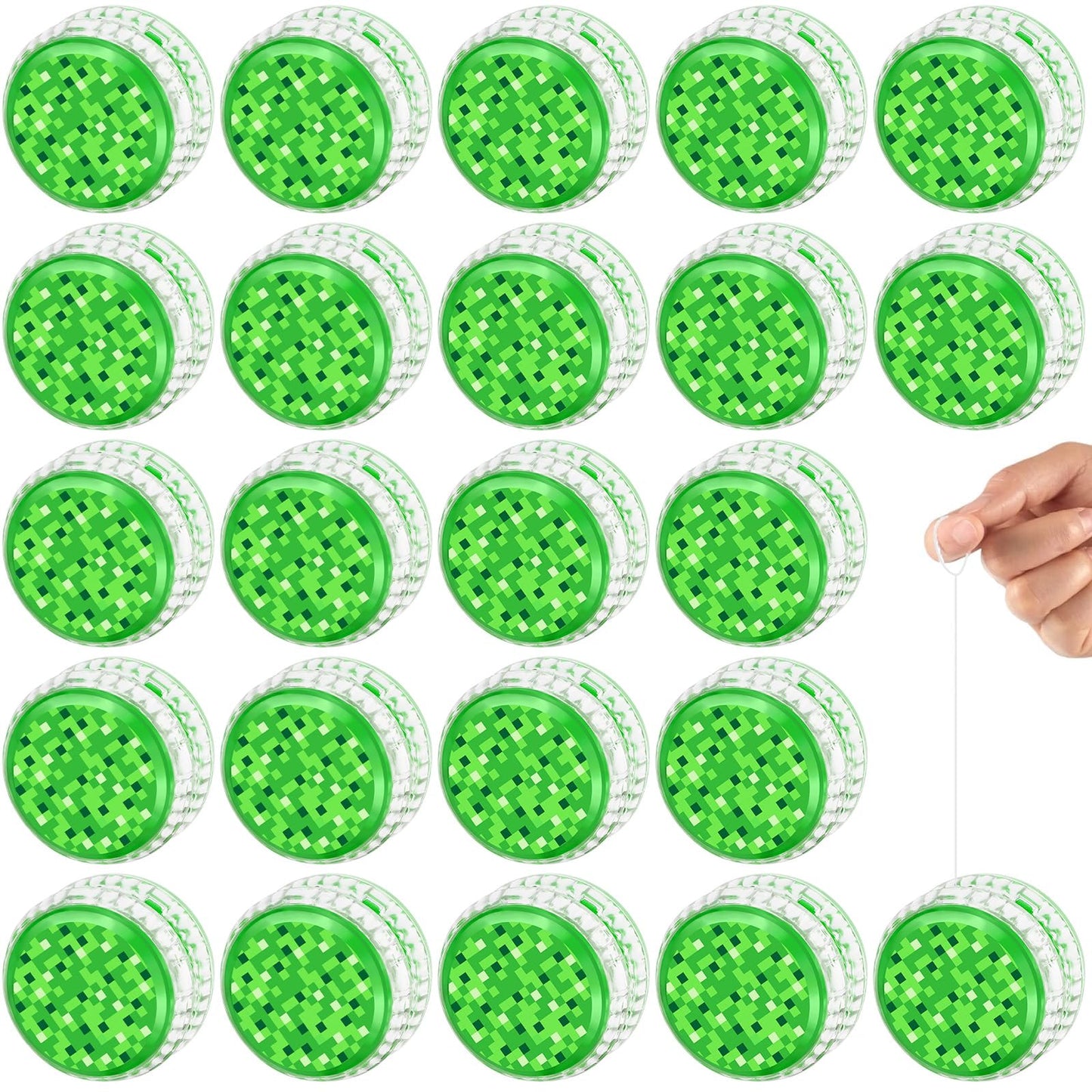 YSBJKWCF 24 Pack Green Pixel LED Yo-Yo Balls – Glow Party Favors & Back-to-School Toys