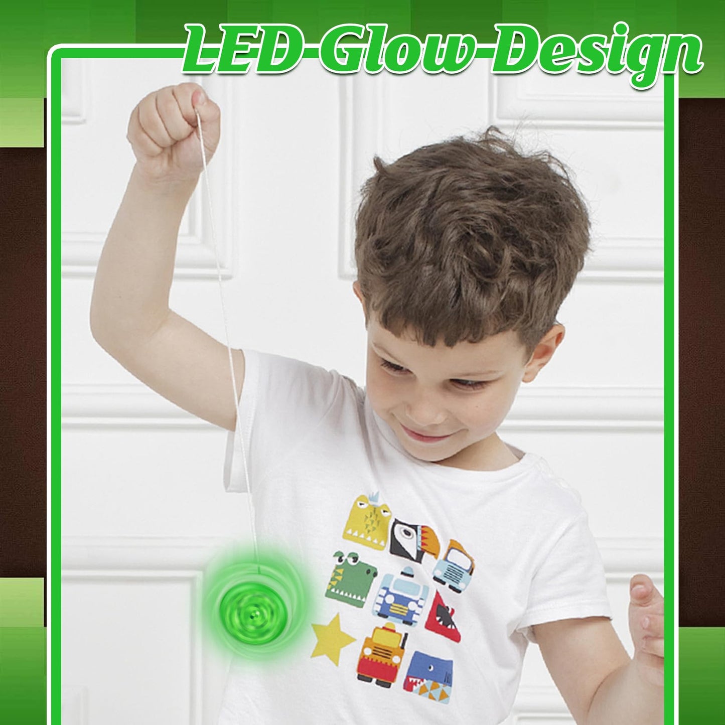 YSBJKWCF 24 Pack Green Pixel LED Yo-Yo Balls – Glow Party Favors & Back-to-School Toys