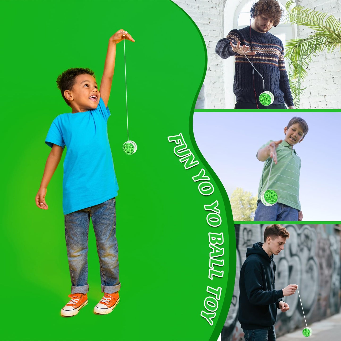 YSBJKWCF 24 Pack Green Pixel LED Yo-Yo Balls – Glow Party Favors & Back-to-School Toys
