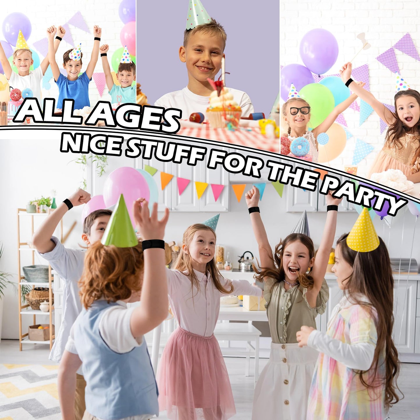 YSBJKWCF 20Pcs Silicone Slap Bracelets for Kids – Bulk DIY Craft & Party Favors (Black)