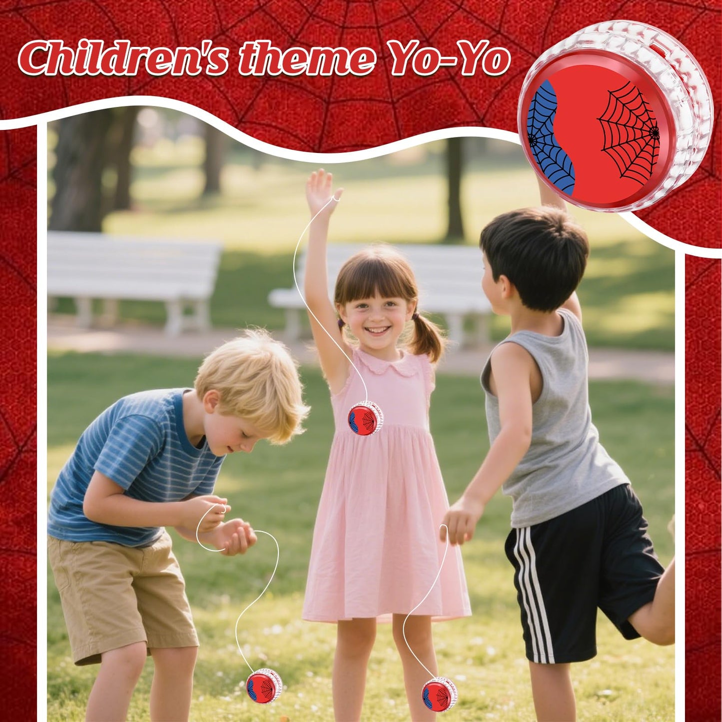 YSBJKWCF 24-Pack Spider-Themed LED Yo-Yo Balls – Glow Toys, Back-to-School Prizes & Party Favors