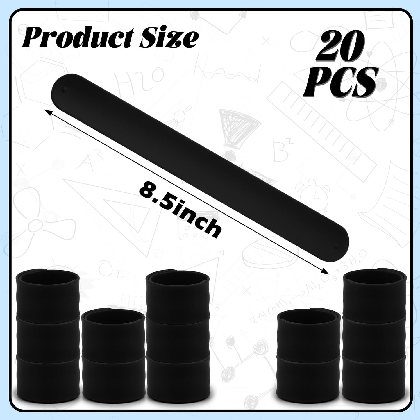 YSBJKWCF 20Pcs Silicone Slap Bracelets for Kids – Bulk DIY Craft & Party Favors (Black)