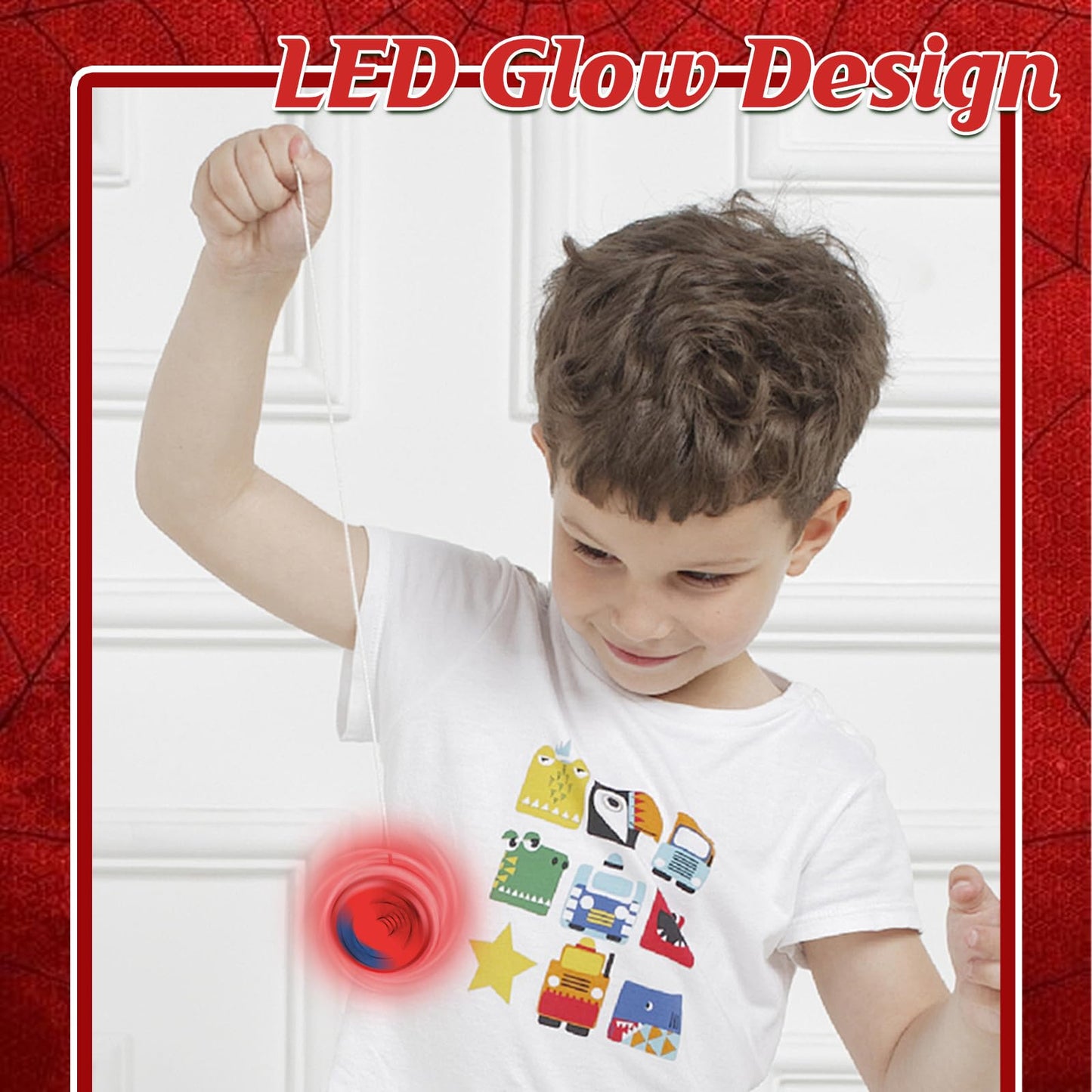 YSBJKWCF 24-Pack Spider-Themed LED Yo-Yo Balls – Glow Toys, Back-to-School Prizes & Party Favors