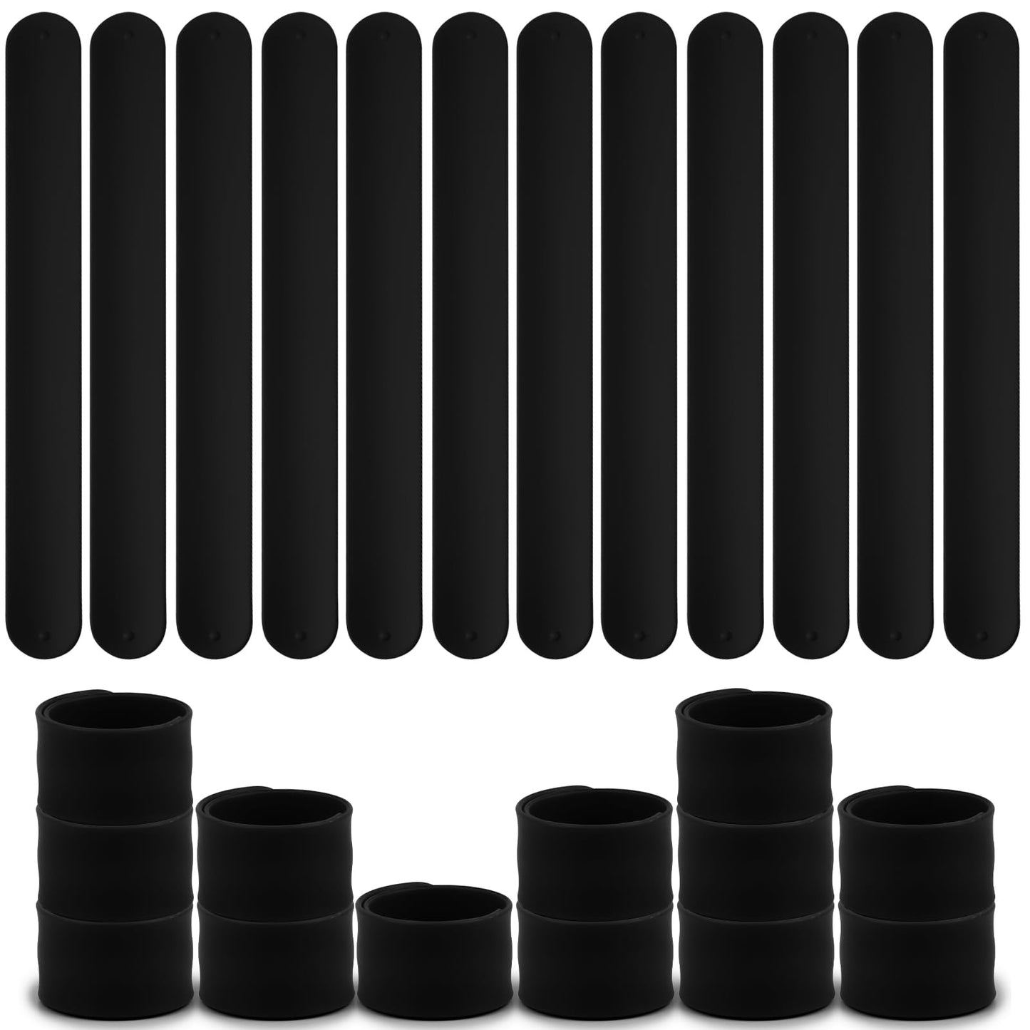 YSBJKWCF 20Pcs Silicone Slap Bracelets for Kids – Bulk DIY Craft & Party Favors (Black)