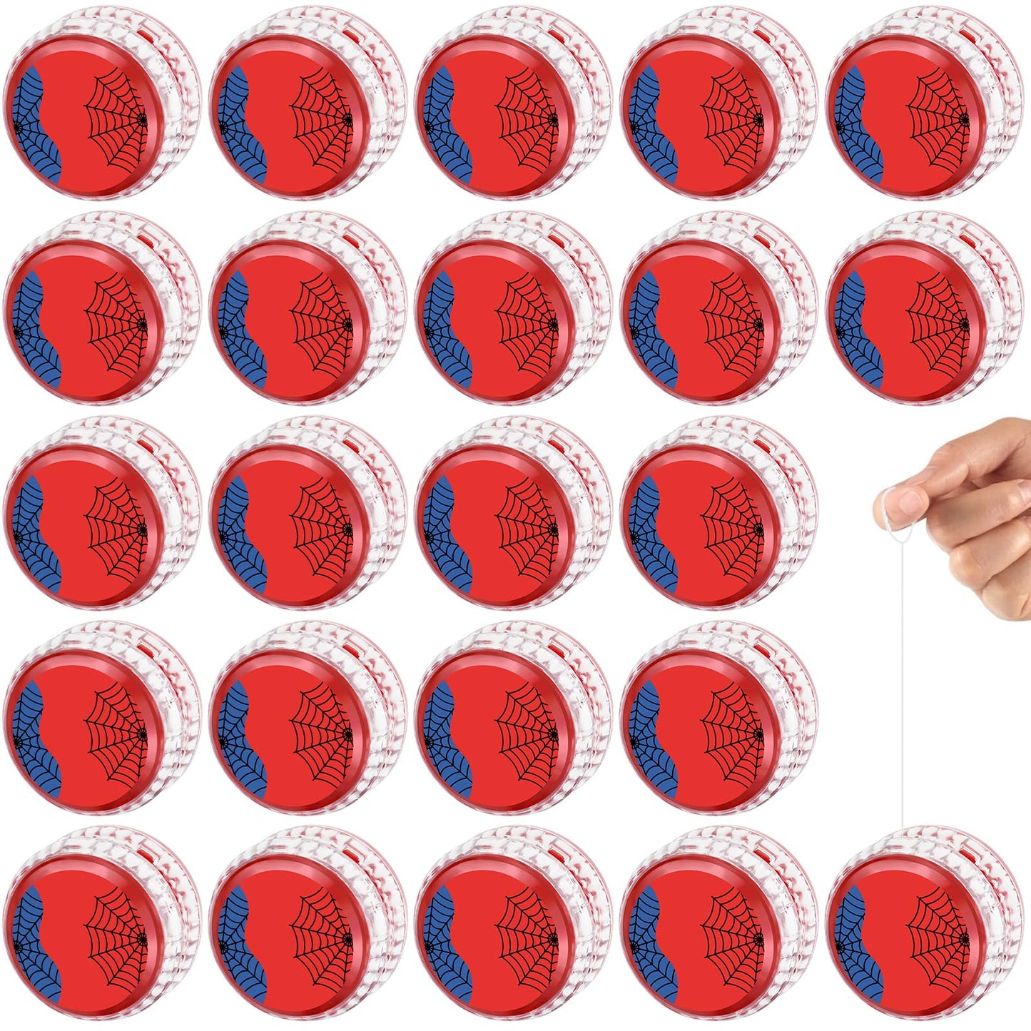 YSBJKWCF 24-Pack Spider-Themed LED Yo-Yo Balls – Glow Toys, Back-to-School Prizes & Party Favors