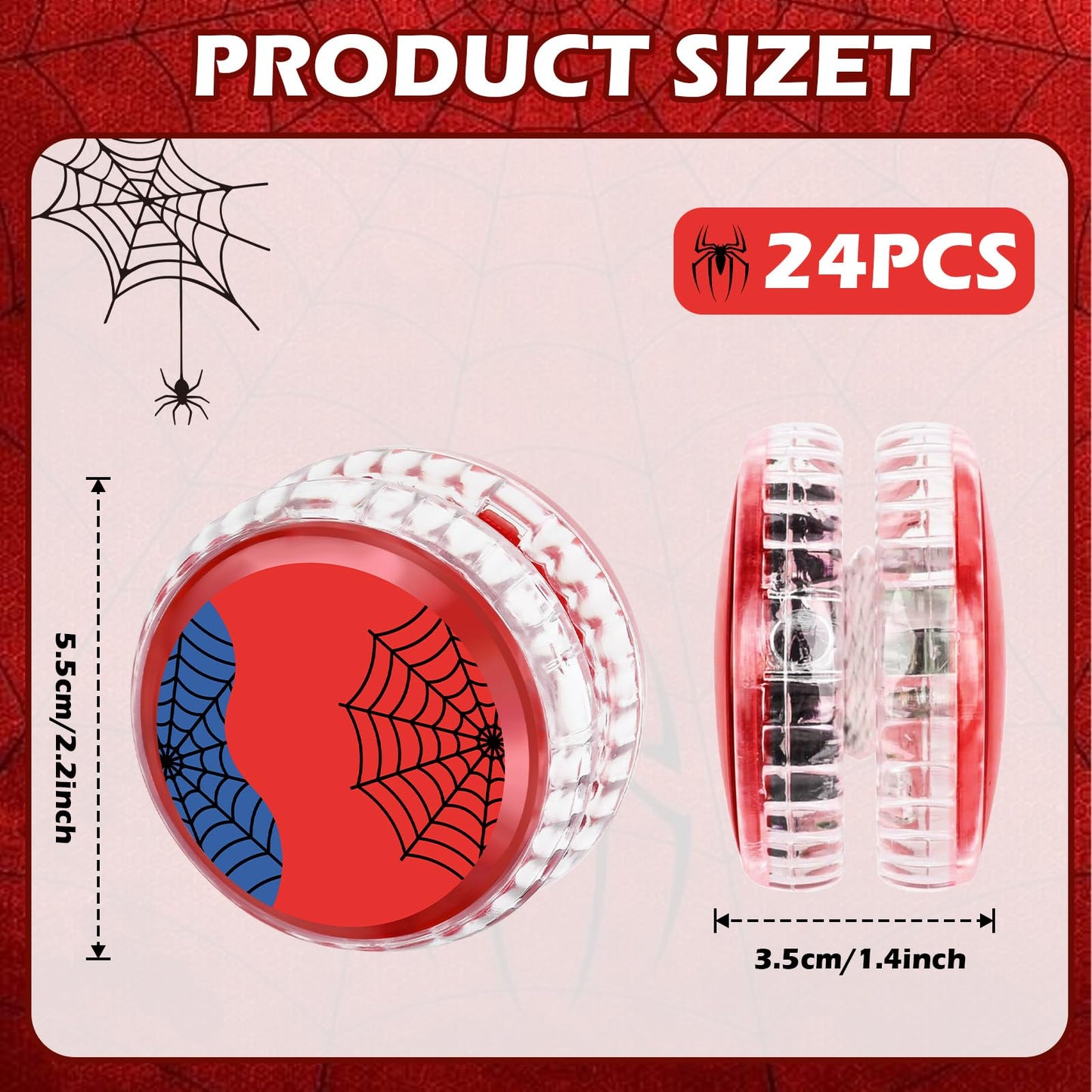 YSBJKWCF 24-Pack Spider-Themed LED Yo-Yo Balls – Glow Toys, Back-to-School Prizes & Party Favors