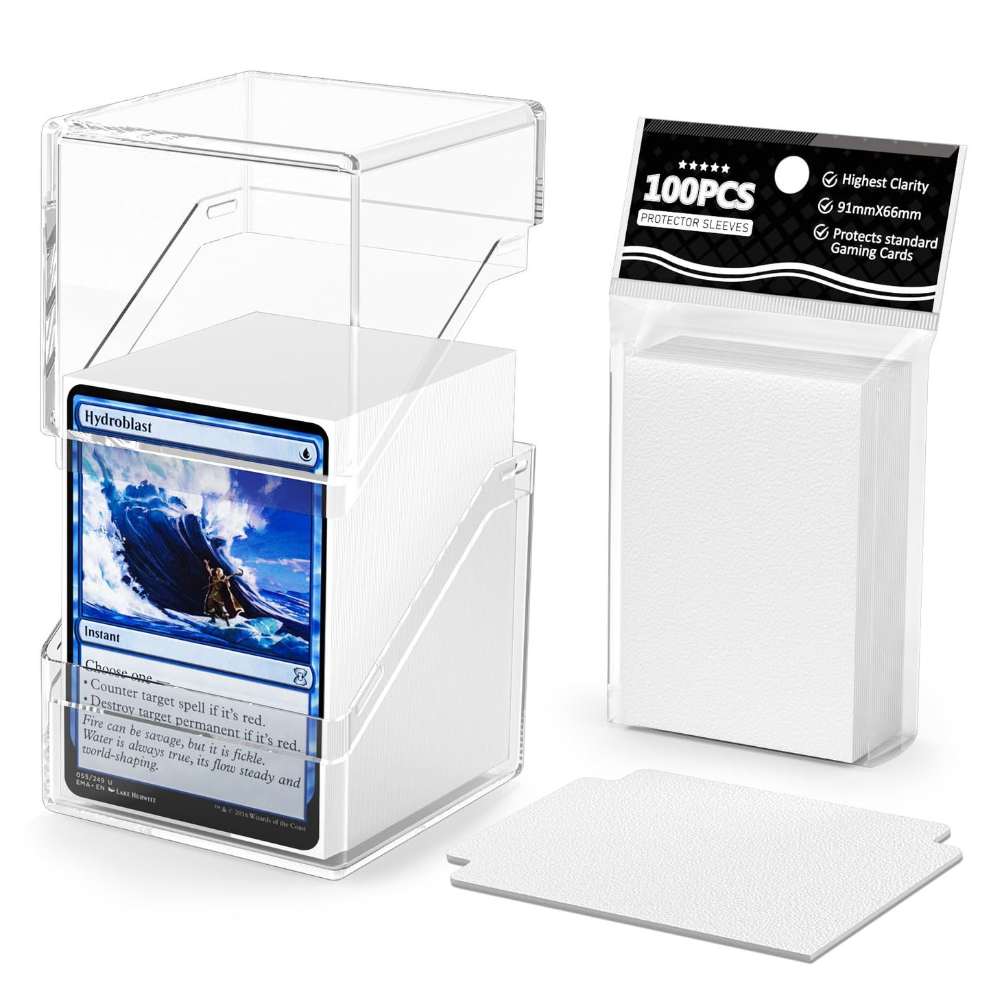 YSCare Card Deck Box Case – 100 Sleeves & Divider, Clear Storage for MTG, Yu-Gi-Oh & Sports Cards