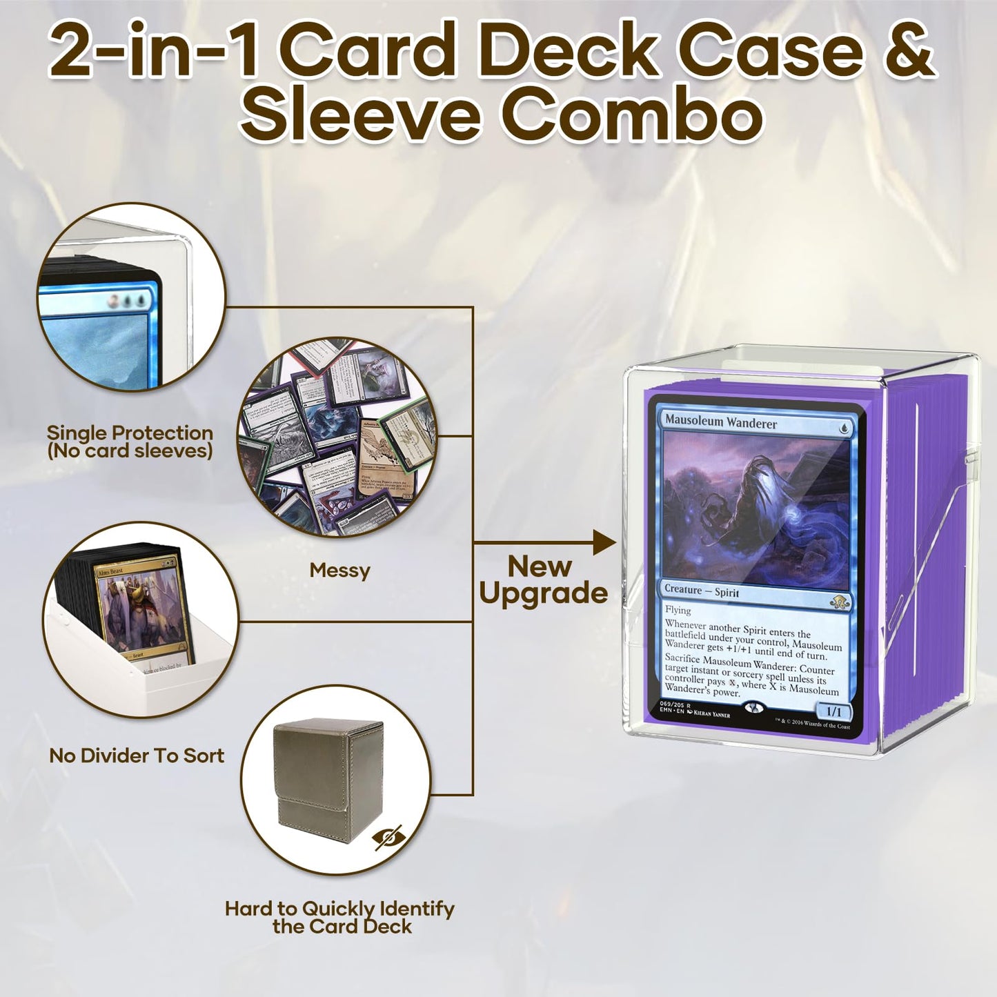 YSCare 6 Pack Card Deck Boxes with 600 Sleeves | Clear Commander Case for MTG & Trading Cards