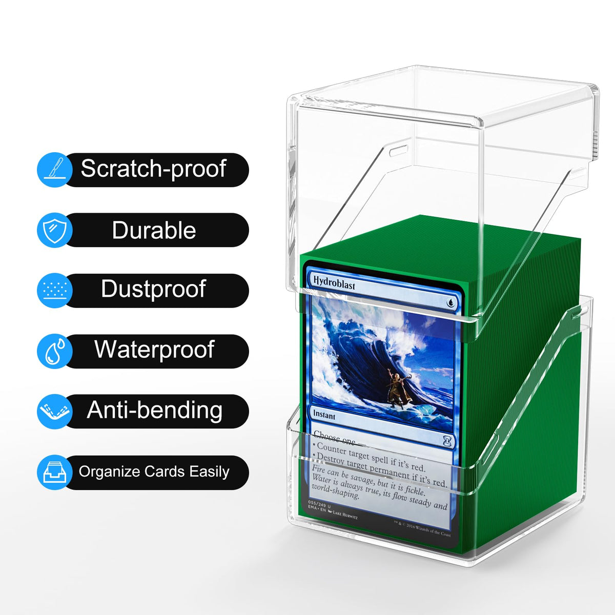 YSCare 2 Pack Card Deck Boxes with 200 Sleeves & Dividers | Dark Green Storage for MTG, Yu-Gi-Oh & Trading Cards