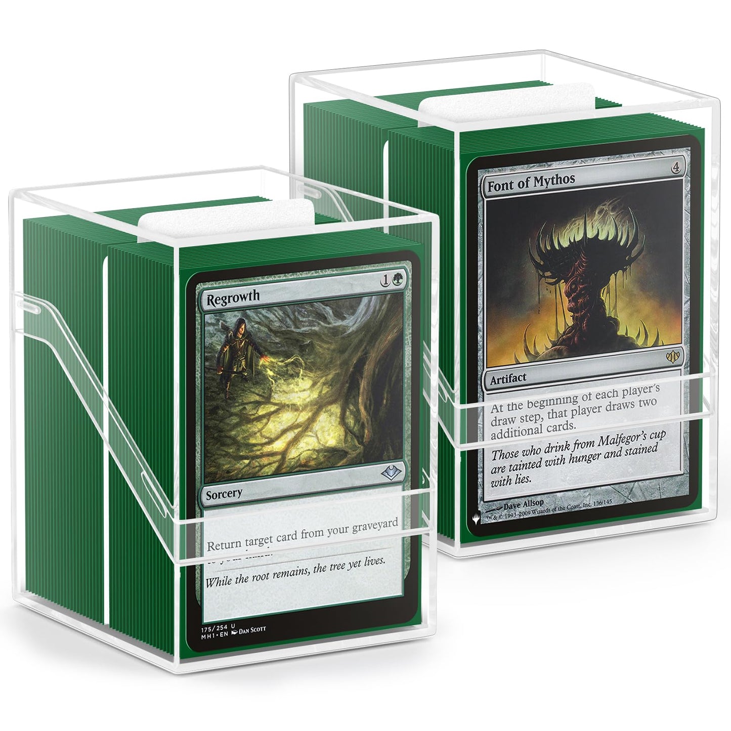 YSCare 2 Pack Card Deck Boxes with 200 Sleeves & Dividers | Dark Green Storage for MTG, Yu-Gi-Oh & Trading Cards