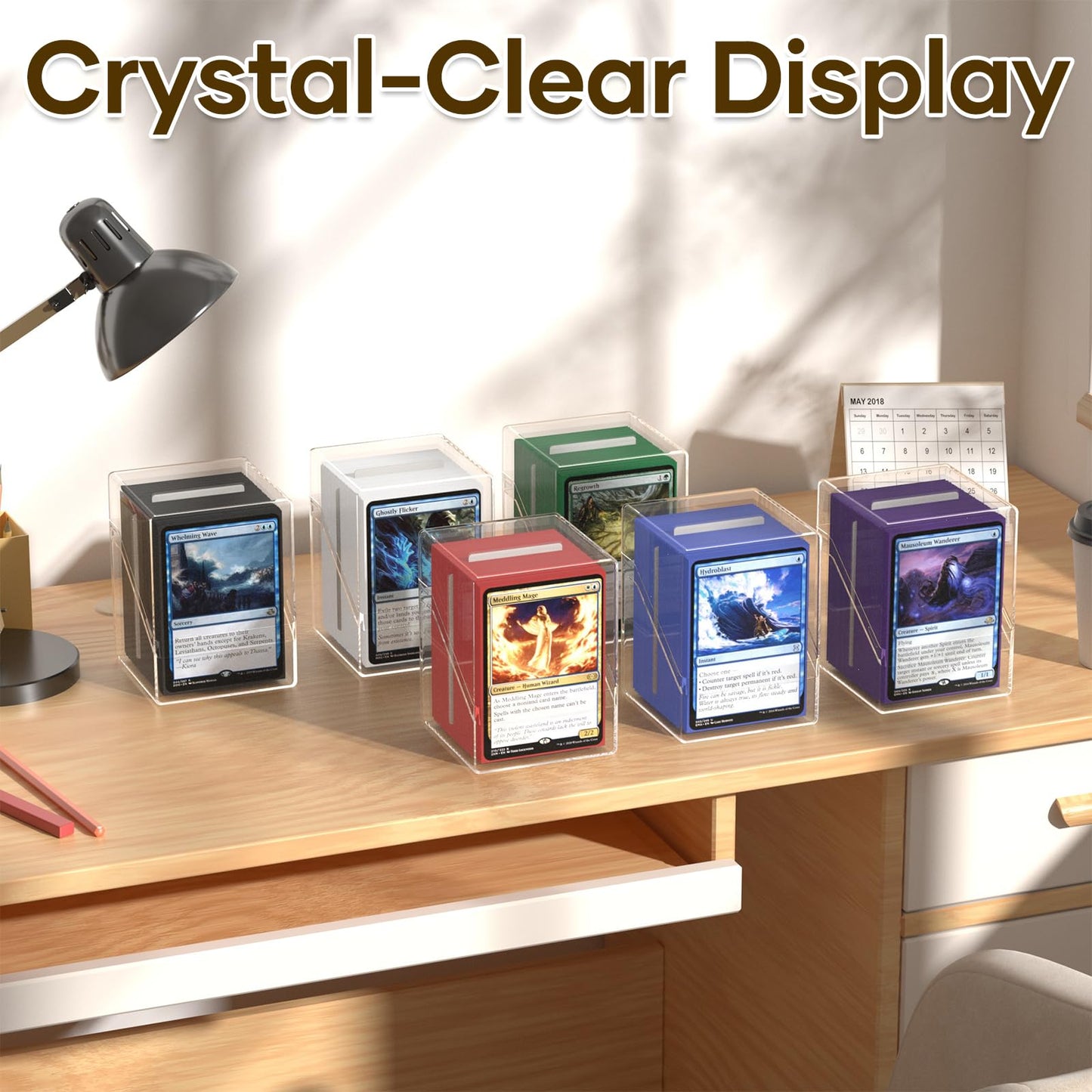 YSCare 6 Pack Card Deck Boxes with 600 Sleeves | Clear Commander Case for MTG & Trading Cards