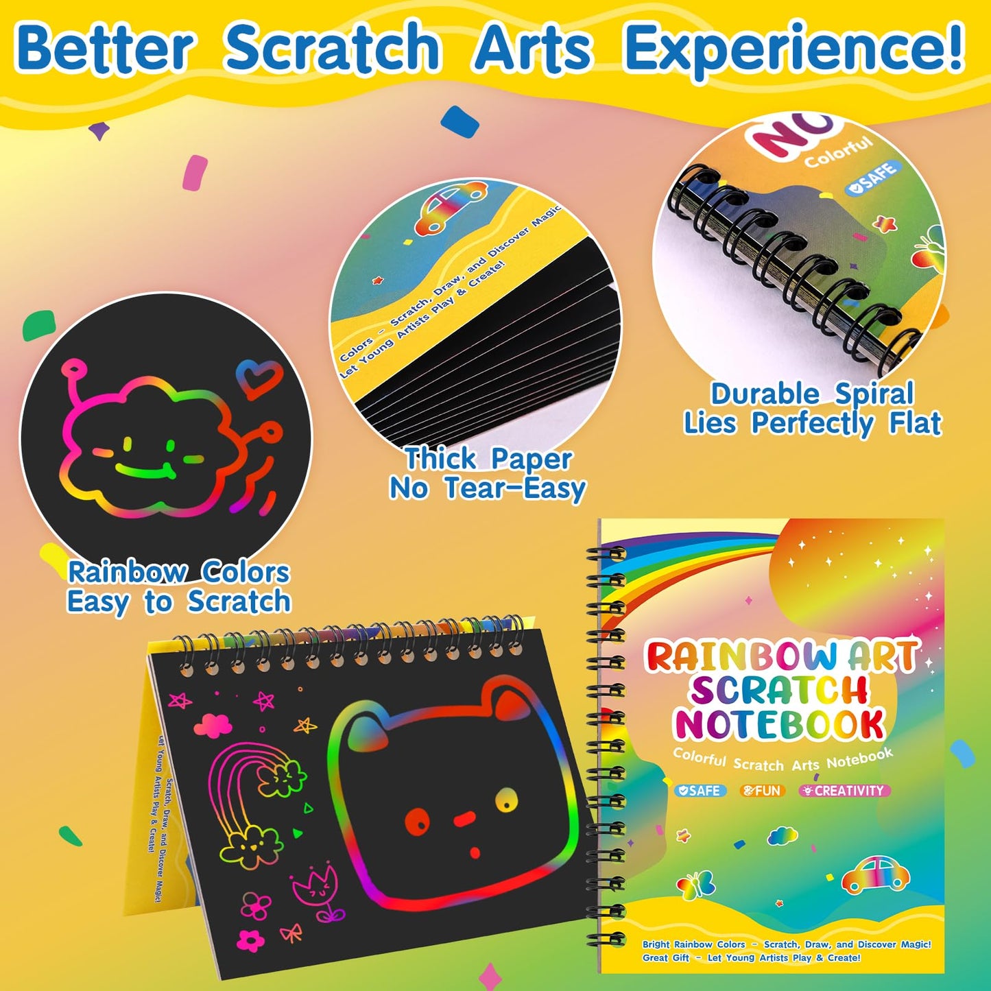 YSCare Scratch Arts 32-Pack Rainbow Notebooks – Party Favors & Classroom Prizes for Kids