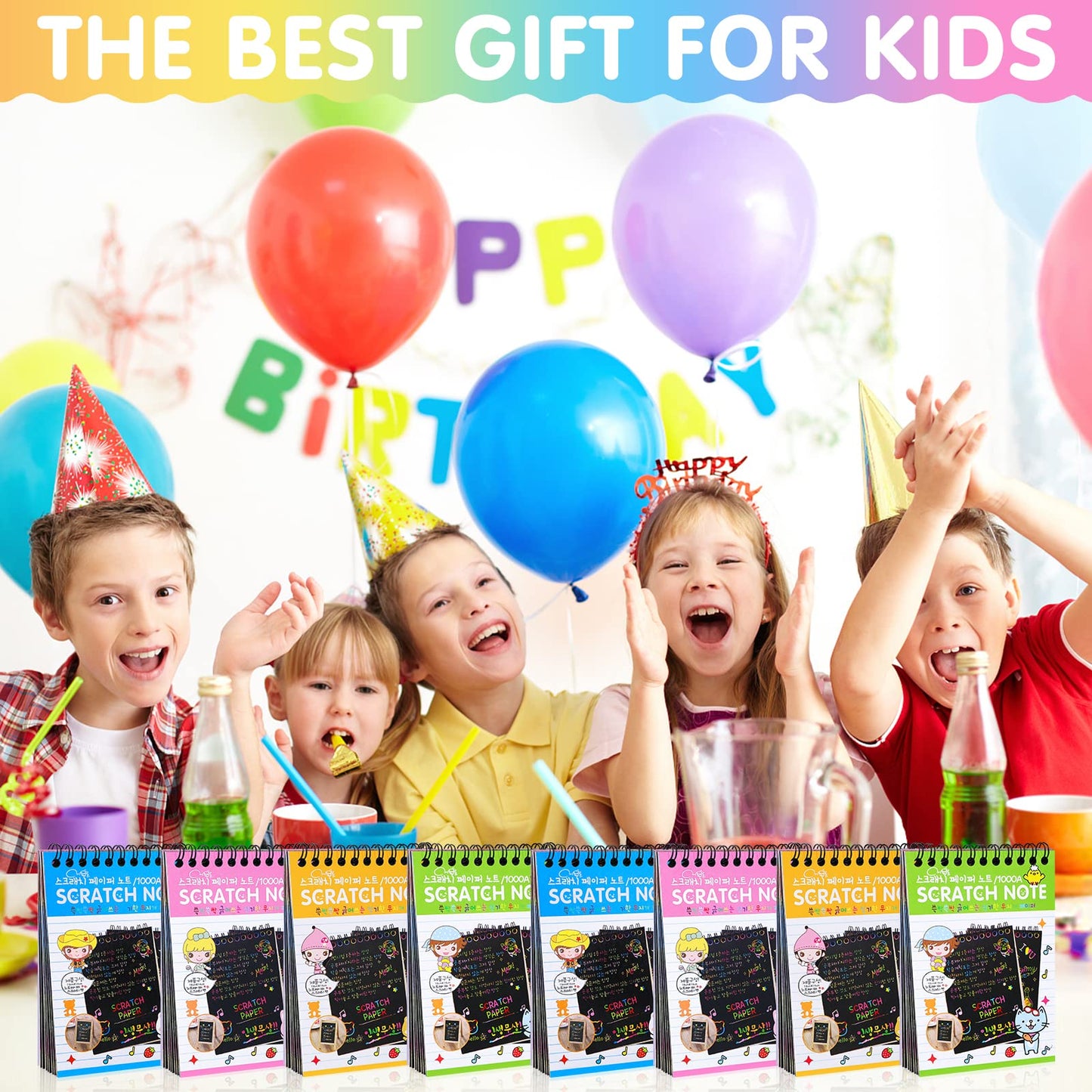 YSCare 24-Pack Scratch Art Notebooks – Rainbow Scratch Paper Set for Parties & Class Prizes