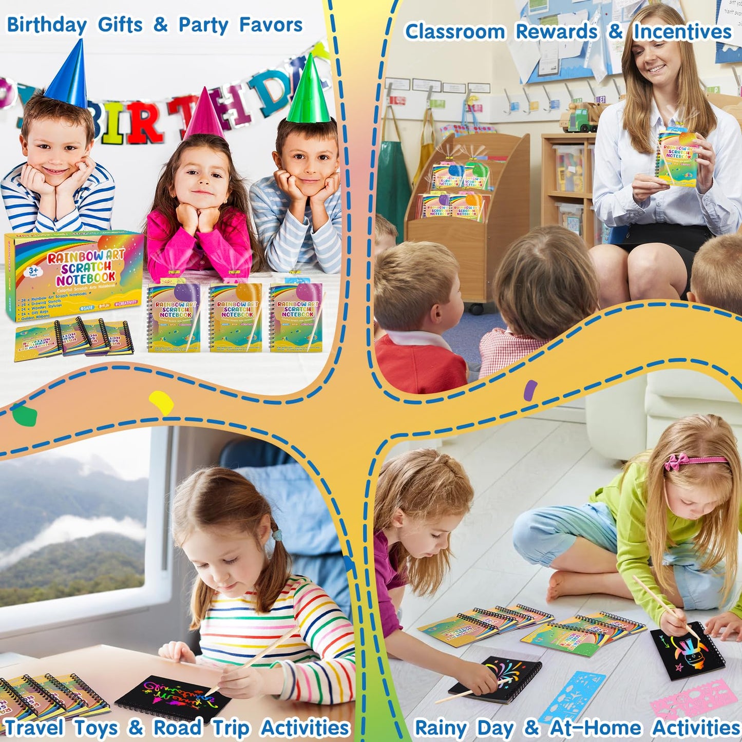 YSCare Scratch Arts 32-Pack Rainbow Notebooks – Party Favors & Classroom Prizes for Kids