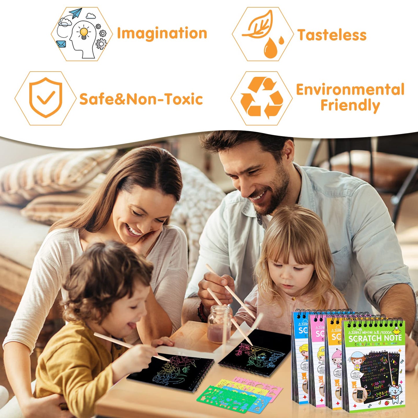 YSCare 24-Pack Scratch Art Notebooks – Rainbow Scratch Paper Set for Parties & Class Prizes