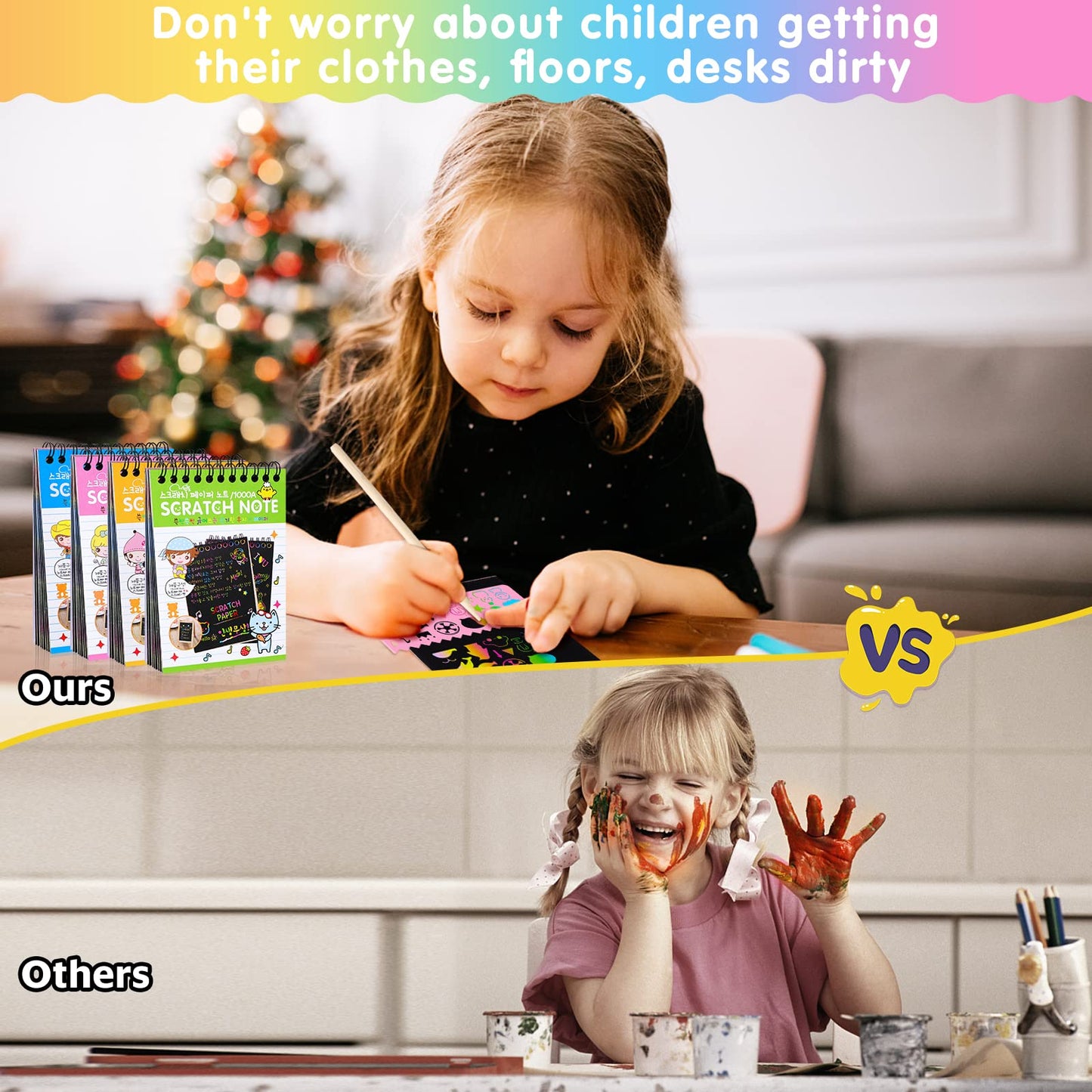 YSCare 24-Pack Scratch Art Notebooks – Rainbow Scratch Paper Set for Parties & Class Prizes