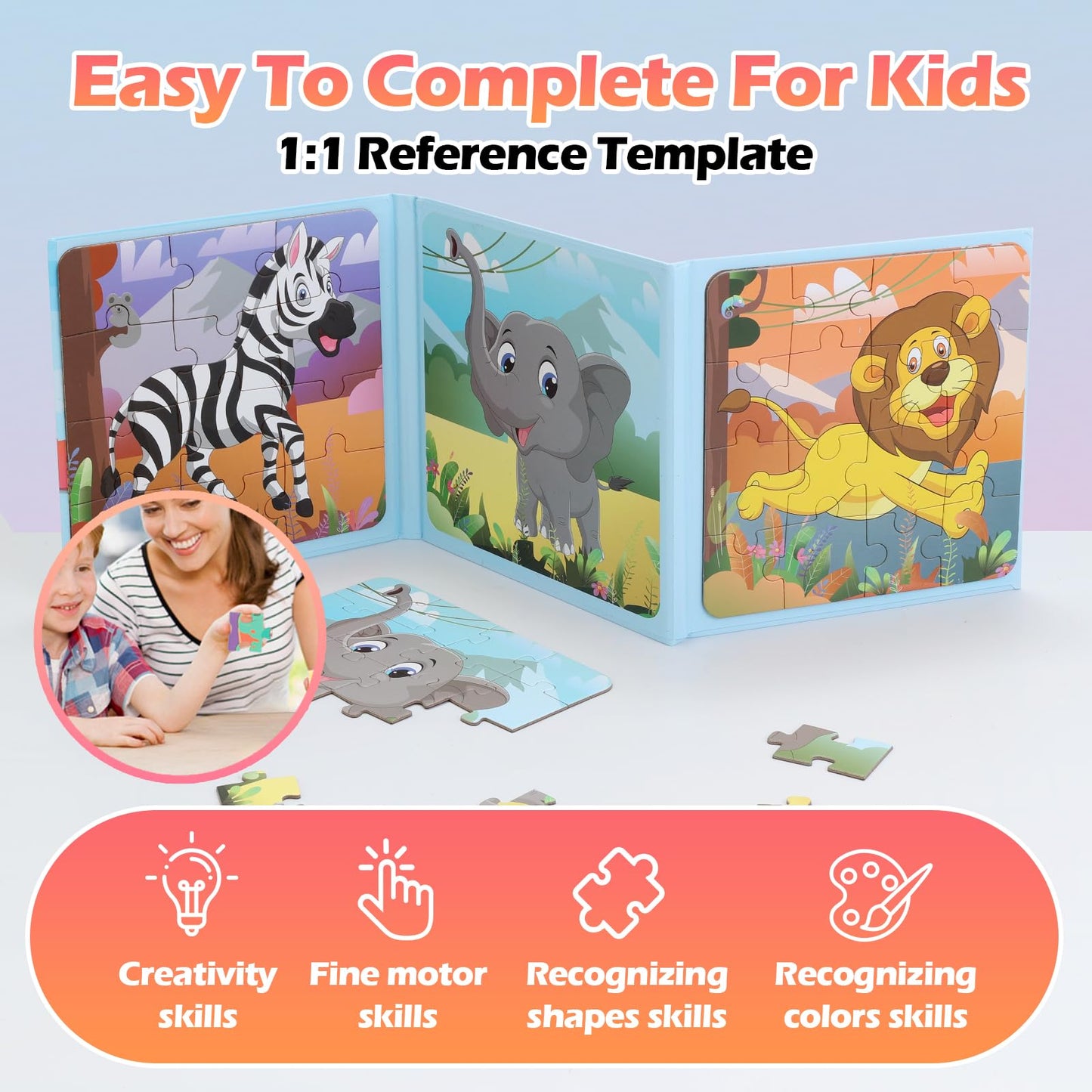 YSCEN Magnetic Puzzles for Kids – Dinosaur Jigsaw Set for 3-5 Year Olds