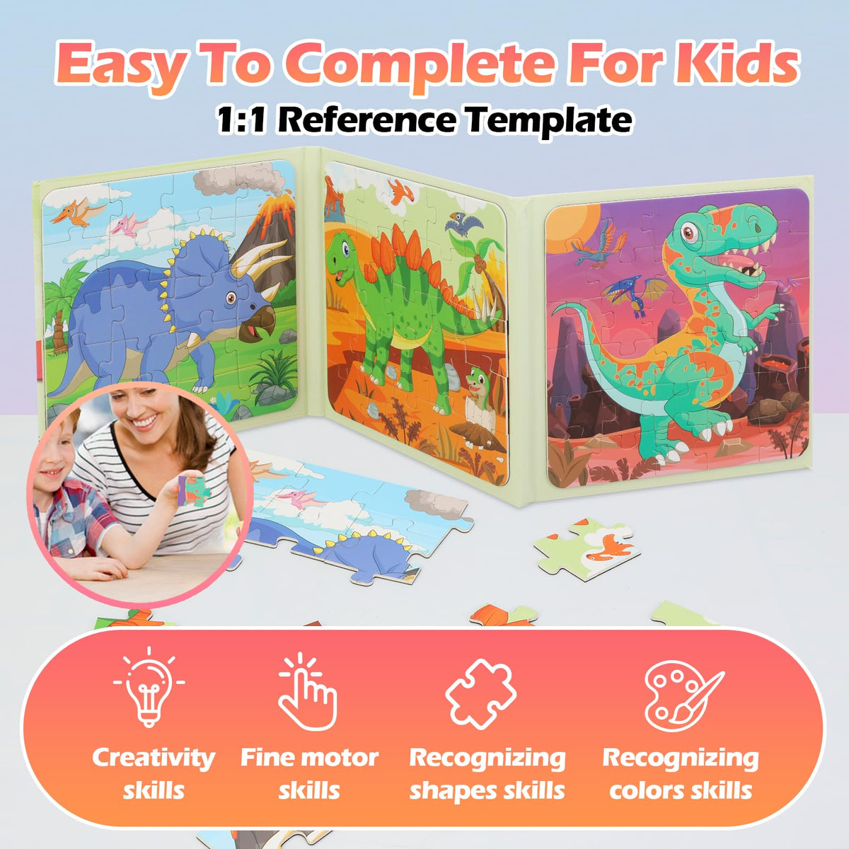 YSCEN Magnetic Puzzles for Kids – Dinosaur Jigsaw Set & Travel Toys (Ages 3-5)