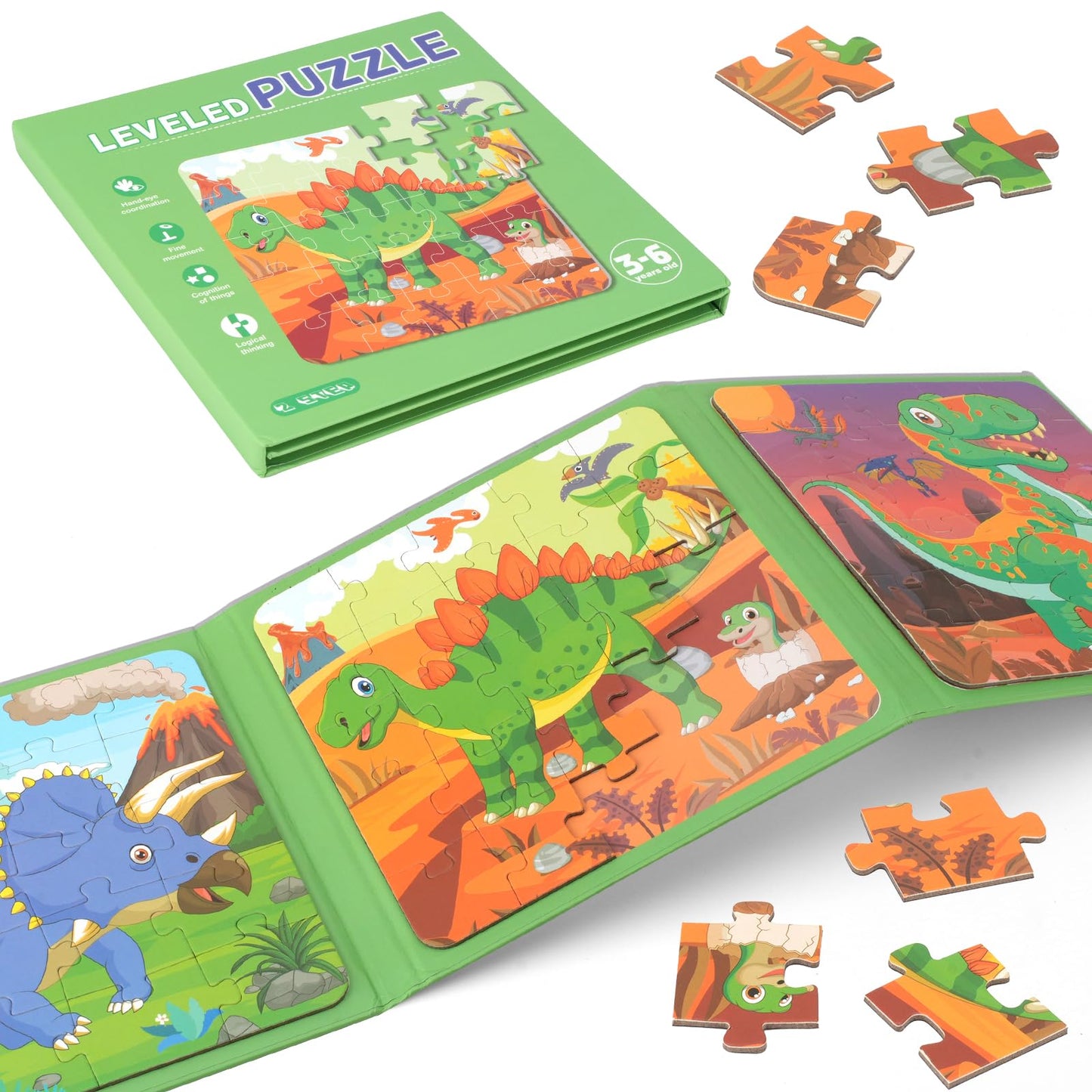 YSCEN Magnetic Puzzles for Kids – Dinosaur Jigsaw Set & Travel Toys (Ages 3-5)