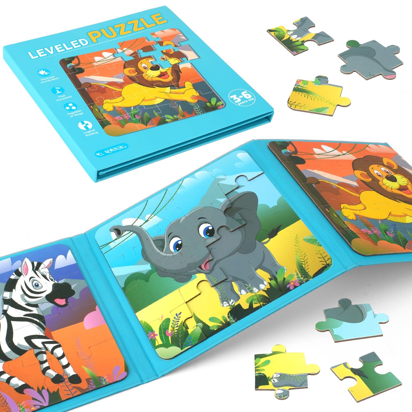 YSCEN Magnetic Puzzles for Kids – Dinosaur Jigsaw Set for 3-5 Year Olds