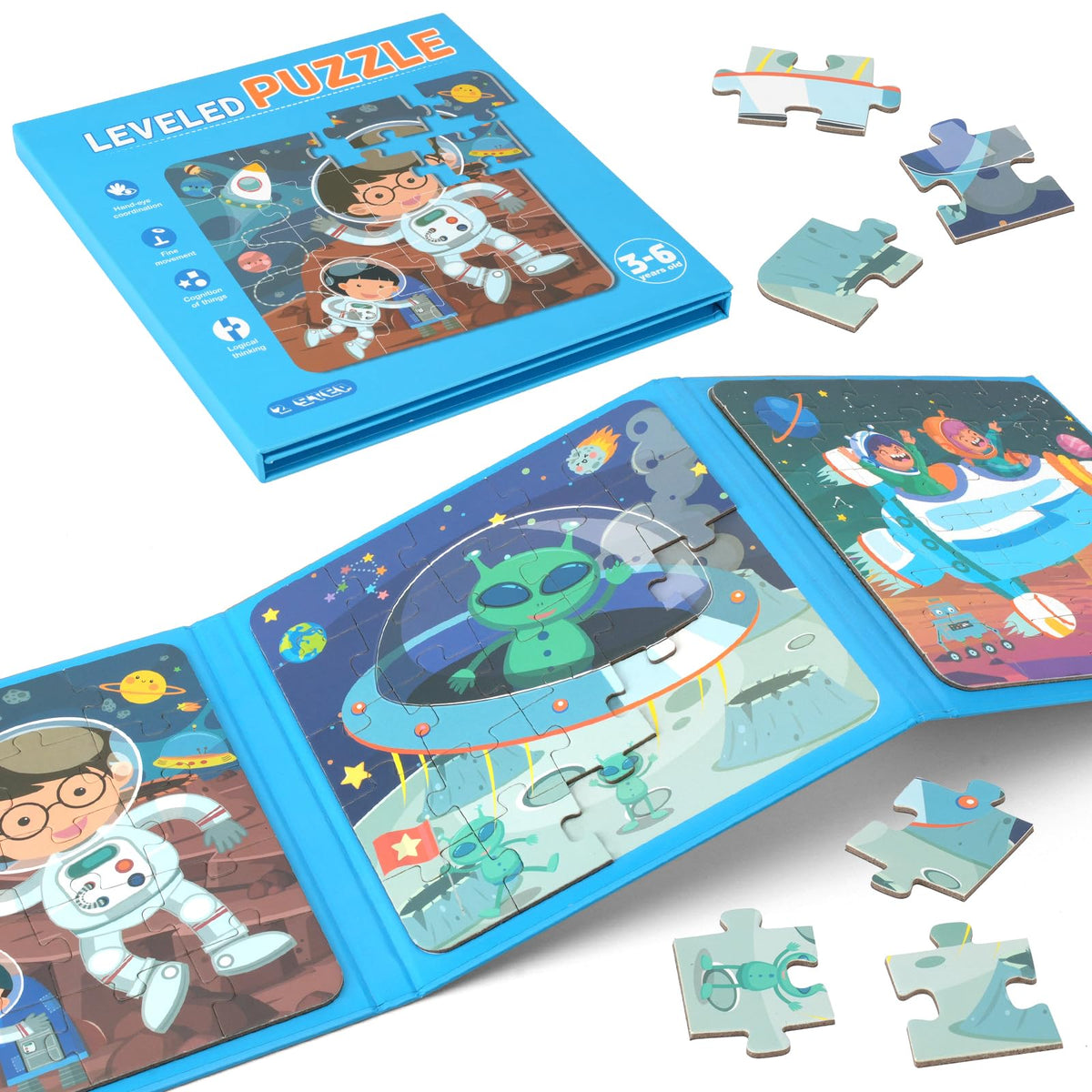 YSCEN Magnetic Puzzles for Kids – Dinosaur Jigsaw Travel Book (Ages 3-5)