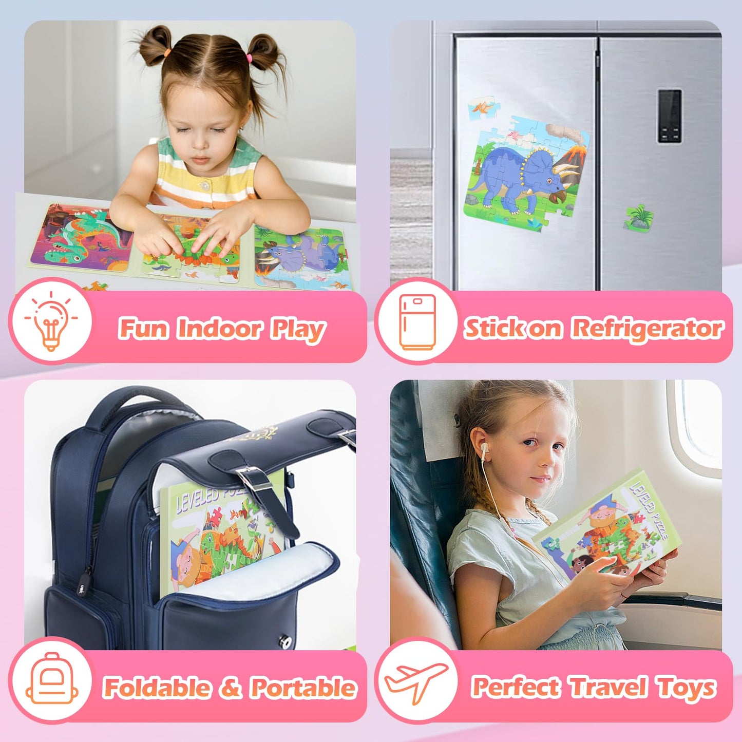 YSCEN Magnetic Puzzles for Kids – Dinosaur Jigsaw Set & Travel Toys (Ages 3-5)