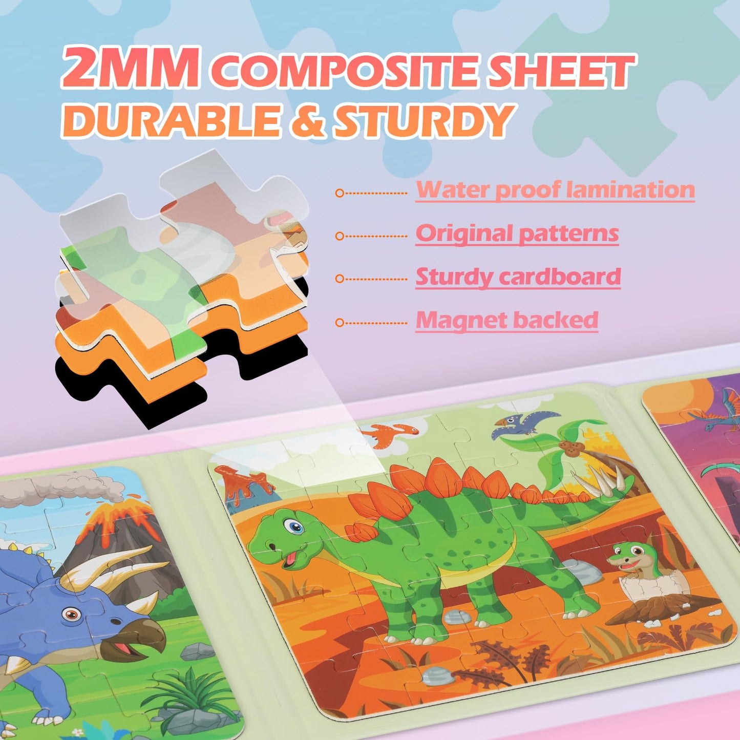 YSCEN Magnetic Puzzles for Kids – Dinosaur Jigsaw Set & Travel Toys (Ages 3-5)