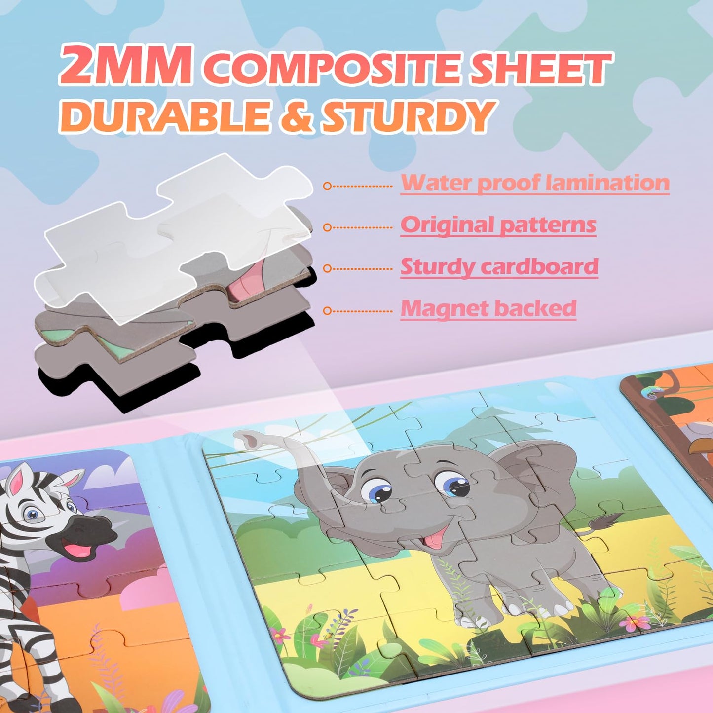 YSCEN Magnetic Puzzles for Kids – Dinosaur Jigsaw Set for 3-5 Year Olds