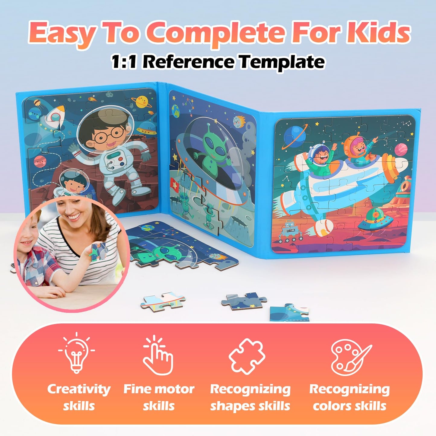 YSCEN Magnetic Puzzles for Kids – Dinosaur Jigsaw Travel Book (Ages 3-5)