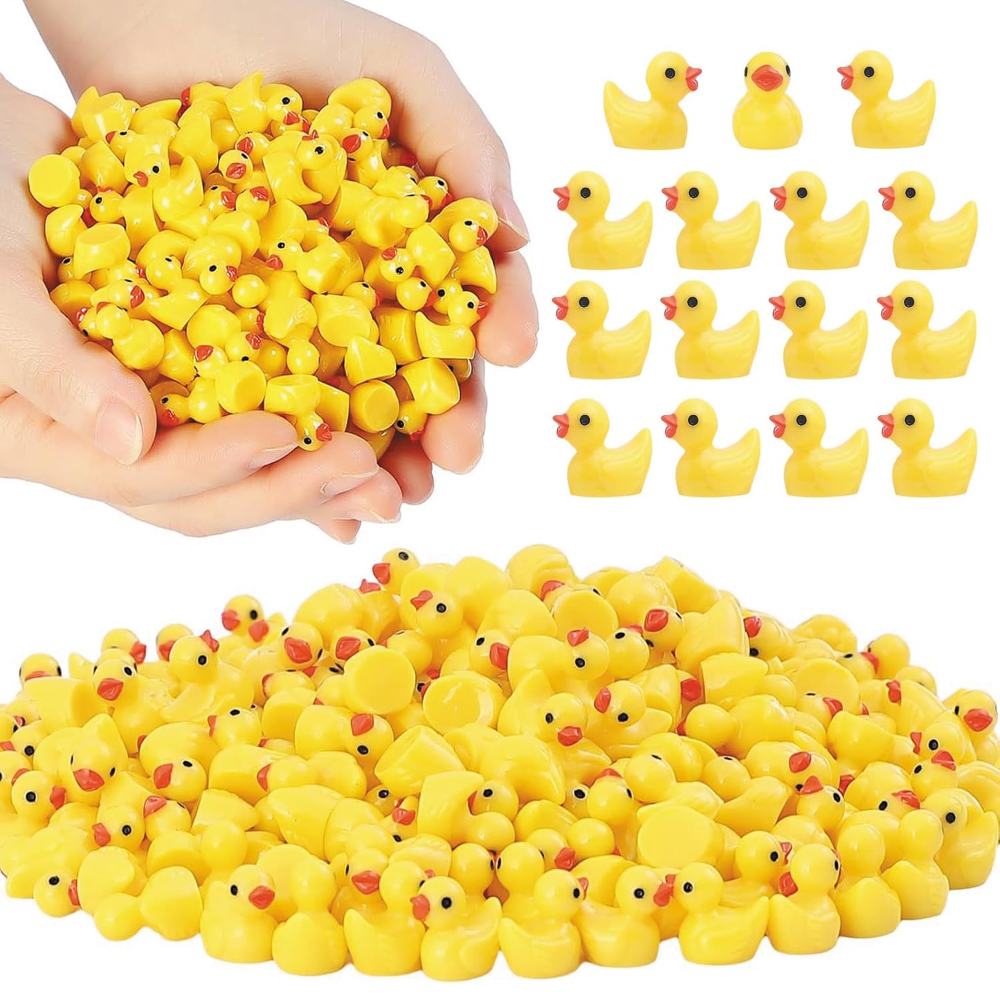 YsesoAi 100Pcs Mini Resin Ducks – Tiny Duck Figurines for Dollhouses, Gardens & DIY Decor