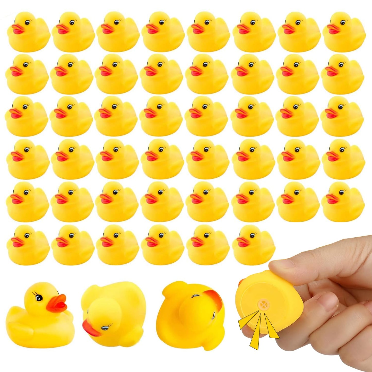 YsesoAi 50Pack Mini Rubber Ducks – Bulk Bath Toys, Party Favors, Classroom & Pool