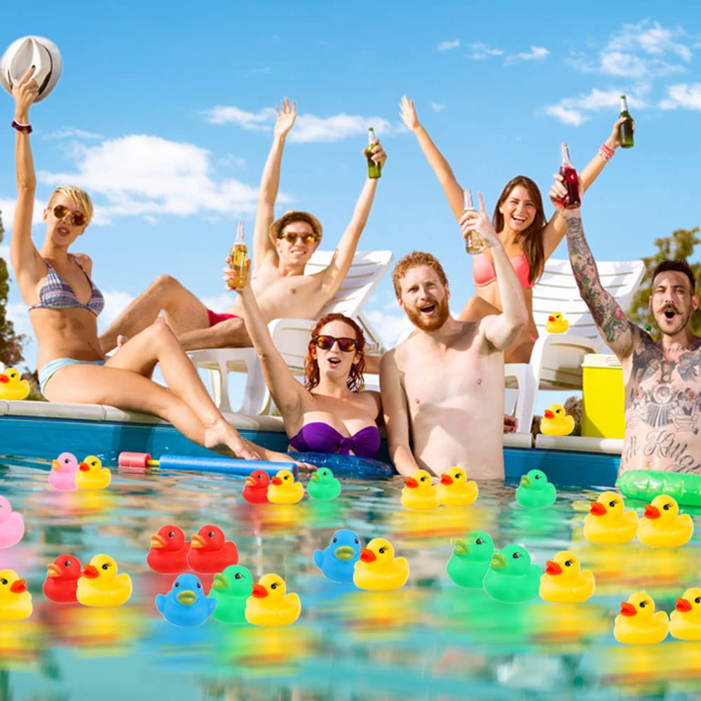 YsesoAi 50 Pcs Rubber Ducks Bath Toy – Multicolor Mini Floating Duck Set for Bath, Party Favors & Gifts