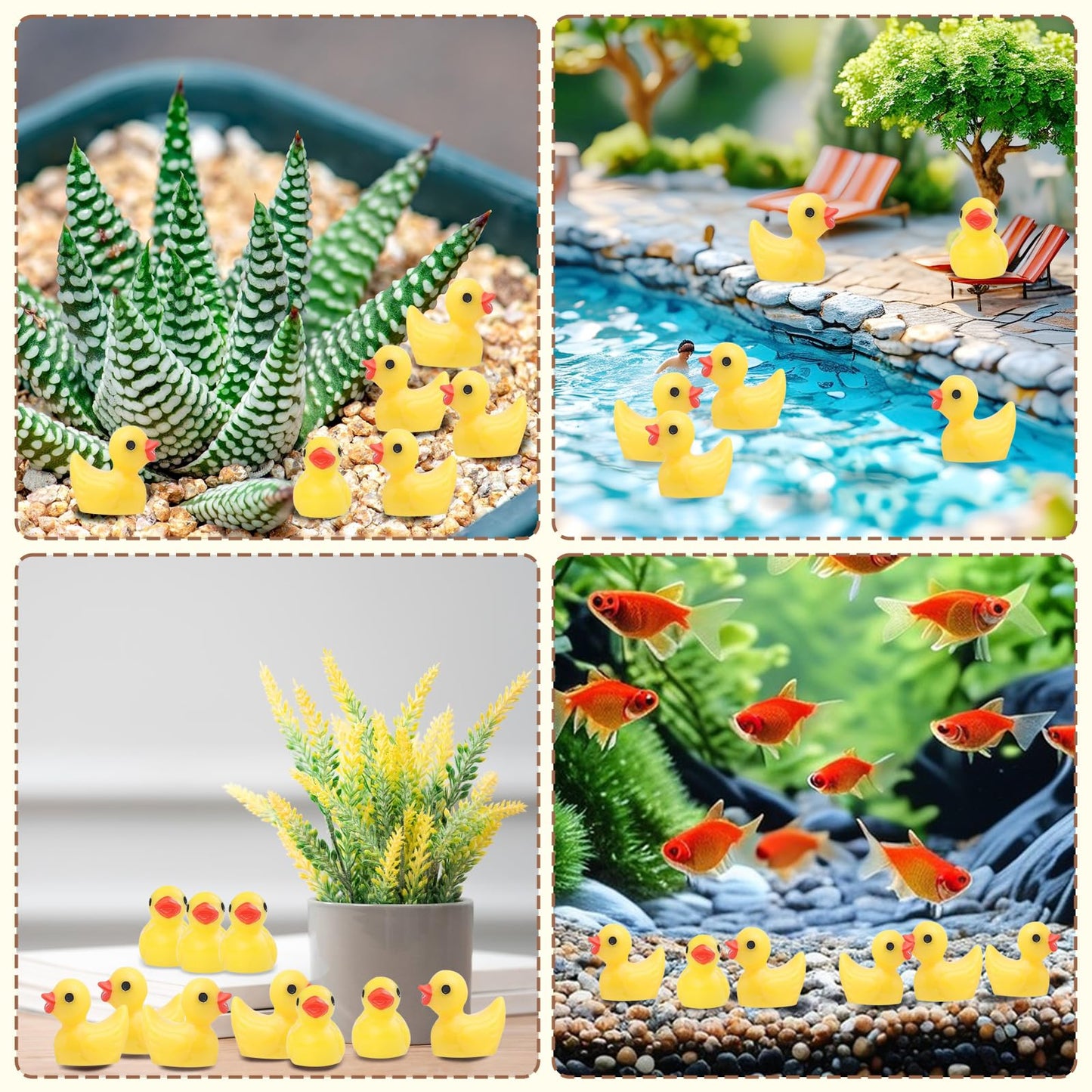 YsesoAi 100Pcs Mini Resin Ducks – Tiny Duck Figurines for Dollhouses, Gardens & DIY Decor