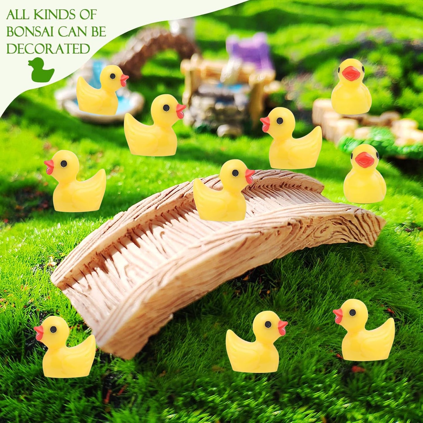 YsesoAi 100Pcs Mini Resin Ducks – Tiny Duck Figurines for Dollhouses, Gardens & DIY Decor